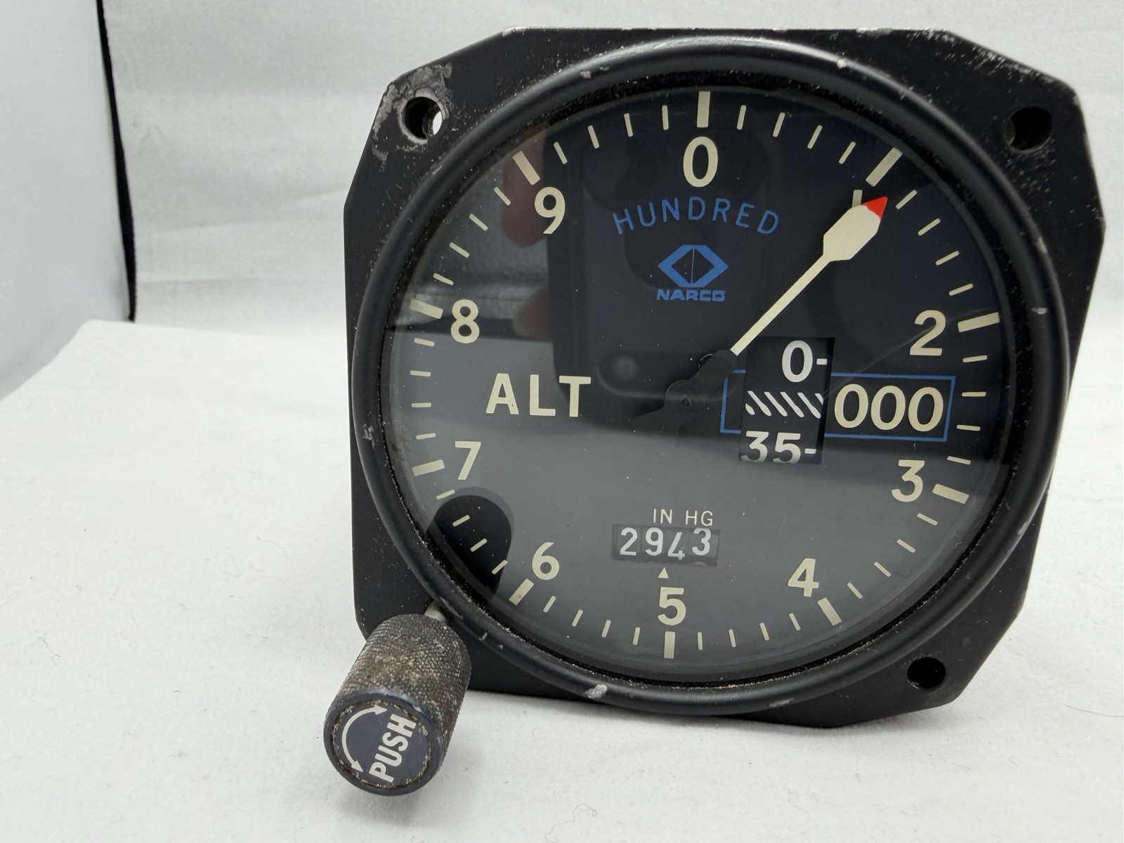 Narco Aircraft Altimeter 3 Pointer Alt Gauge TSO-C10b, S/N 4412, AR600B