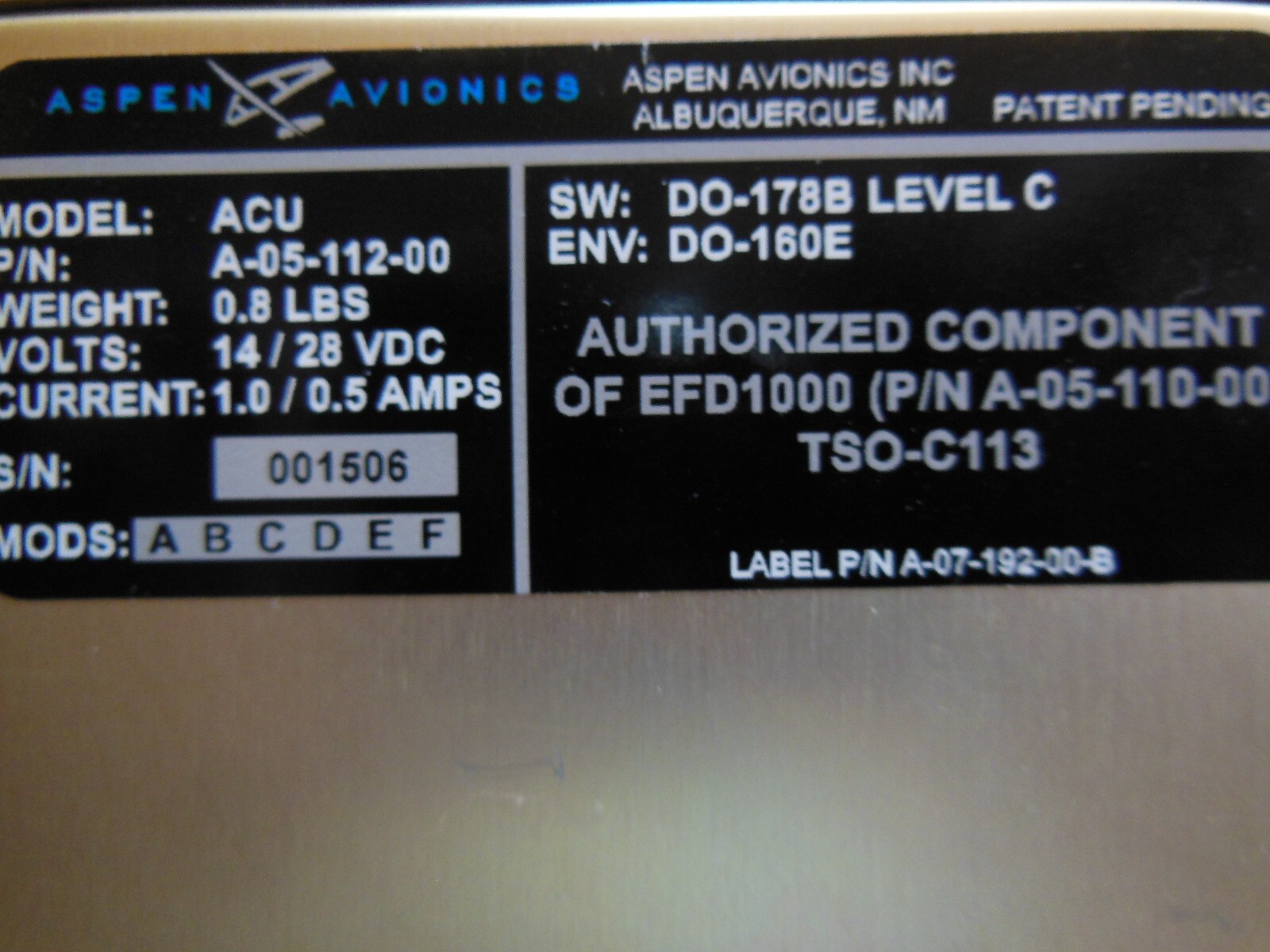 Aspen Avionics ACU