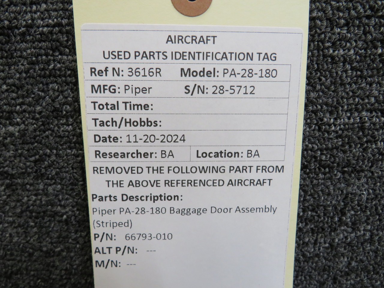 66793-010 Piper PA28-180 Baggage Door Assembly (Striped)