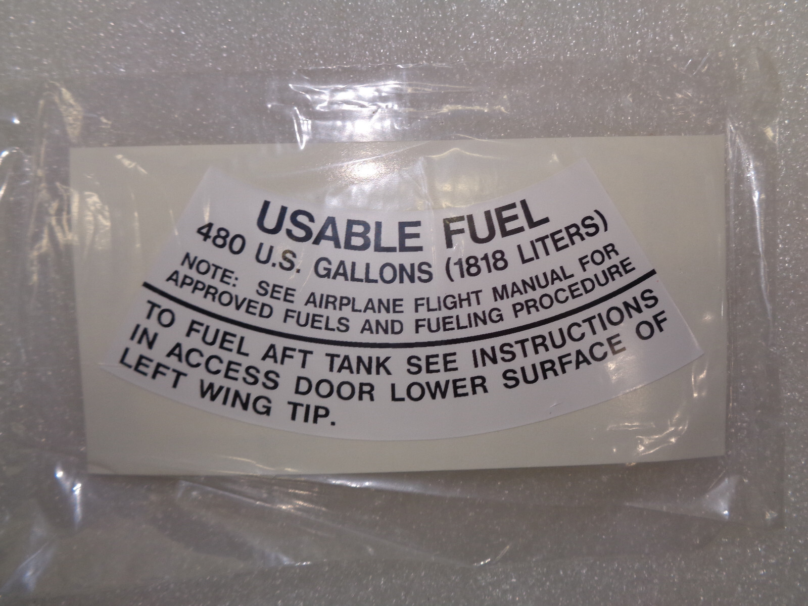 CESSNA CITATION AIRCRAFT “USABLE FUEL ” PLACARD DECAL 6200181-105 NEW