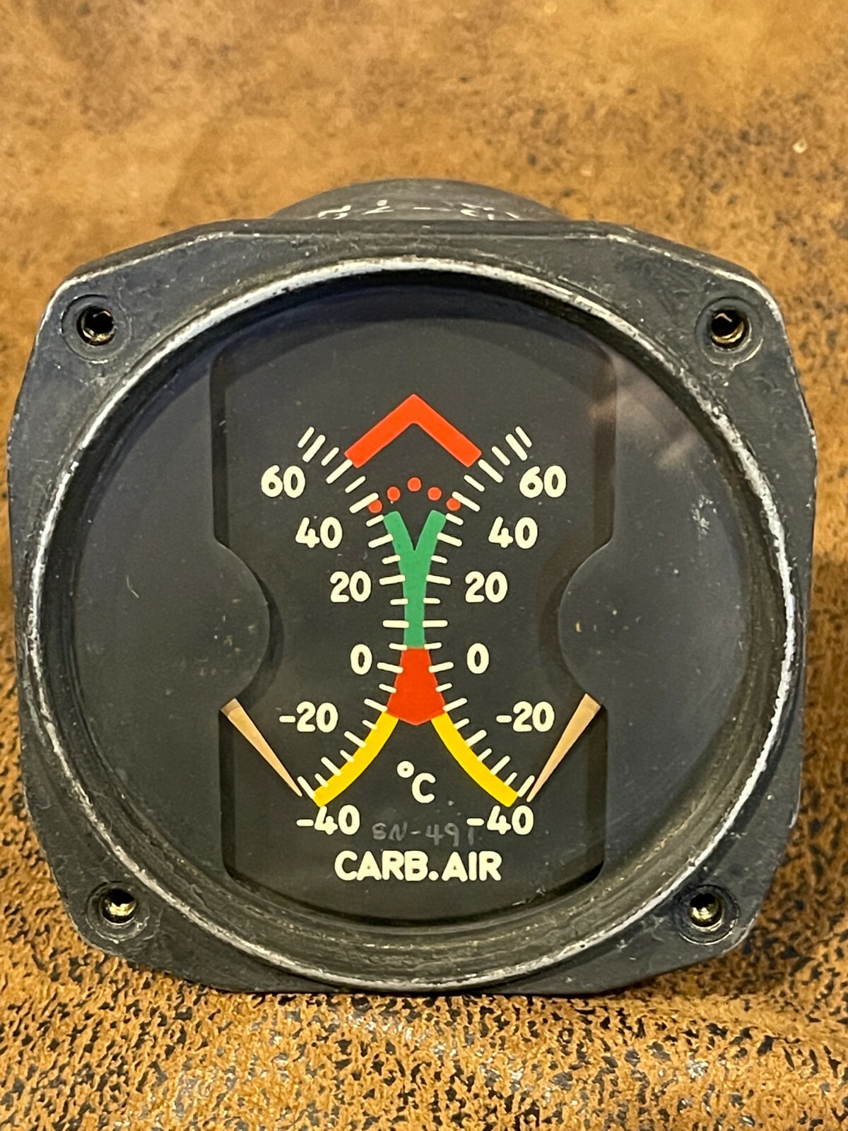 WW2 The Lewis ENG Dual Carburetor Air Temp Instrument Gauge BDE5466A 77B98