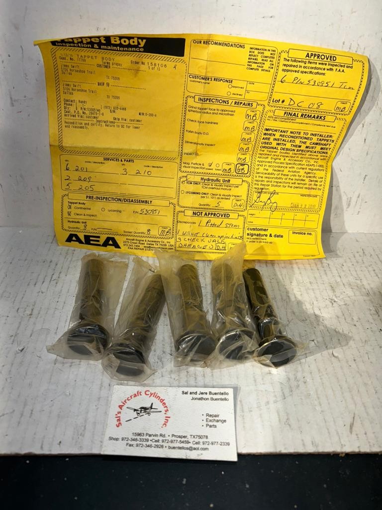 Certified Continental TCM O-200/O-300 Tappet Body Lifter P/N: 530851