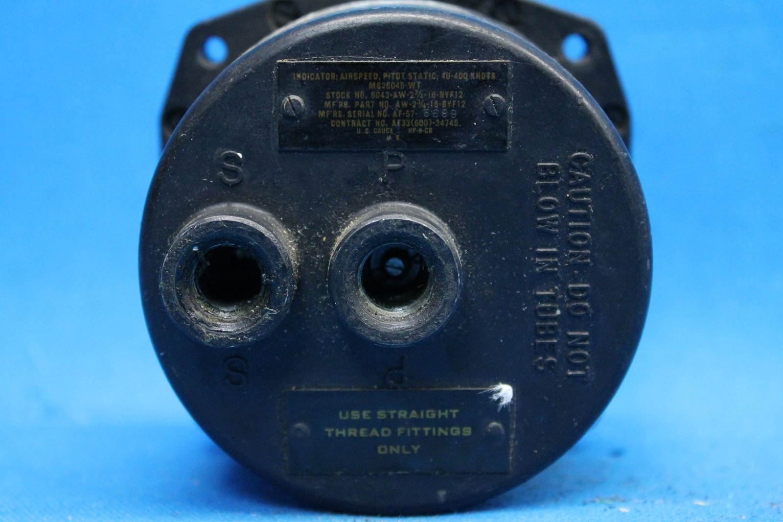 U.S Gauge Airspeed Indicator AW-2-3/4-16-BYF12 P/N: MS28046W1 (23530)