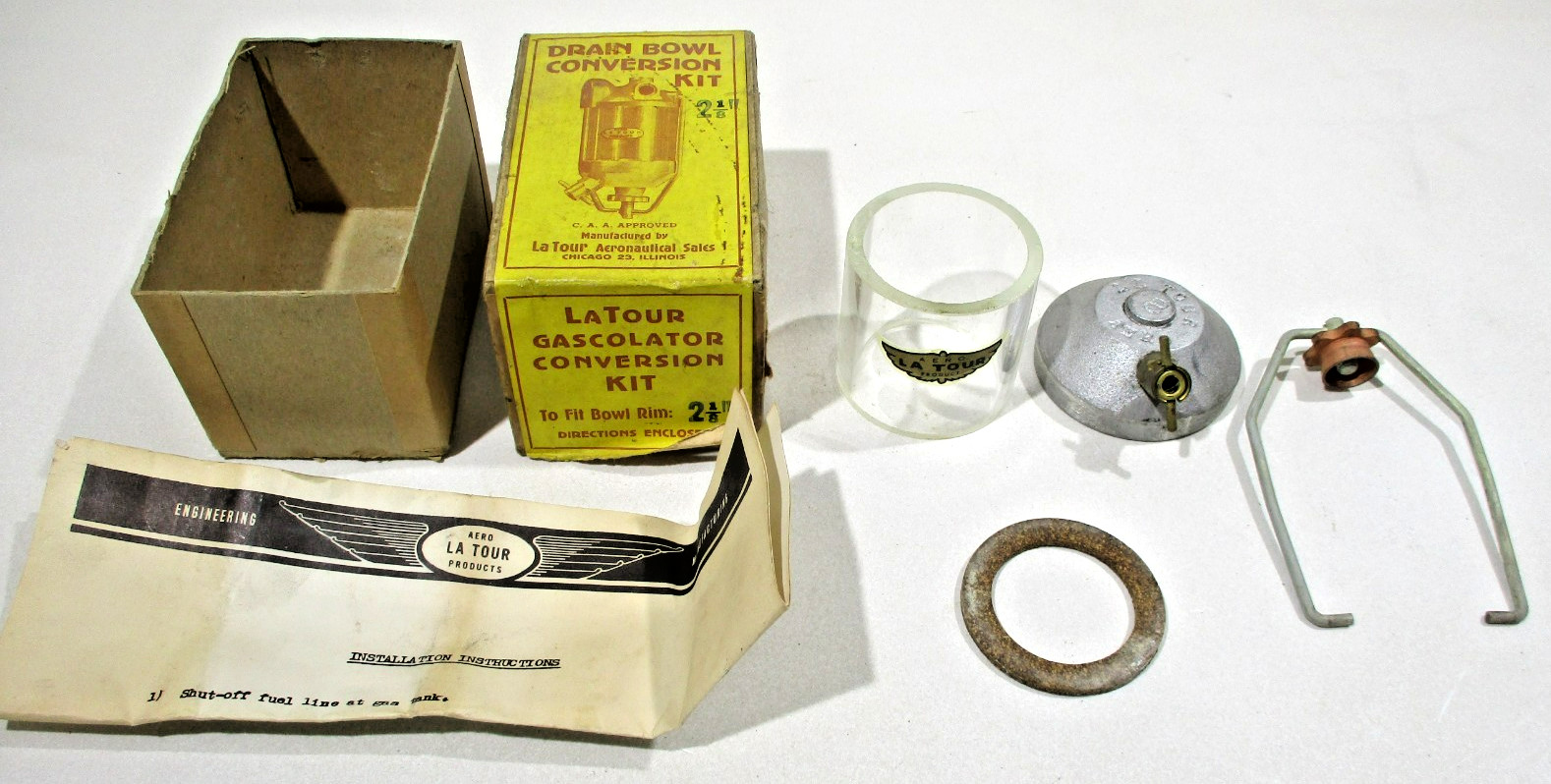 Old Stock Aircraft Latour LA TOUR AERO Gascolator Conversion Kit Rim 2 1/8″