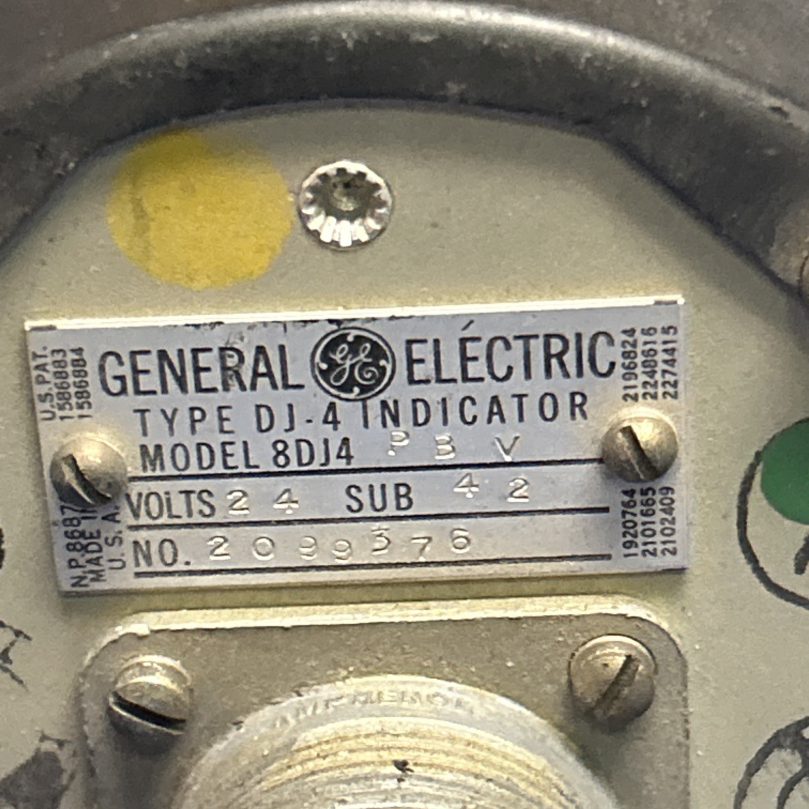 General Electric GE Vintage Type DJ-4 Aircraft Gauge Indicator 8DJ4 PBV