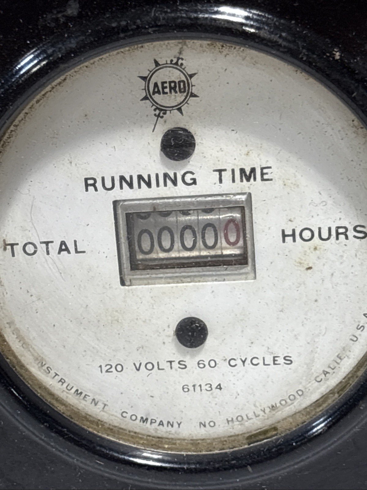 Vintage Aero Instrument Co. Running Time Total Flight Hours Meter Gauge Dial