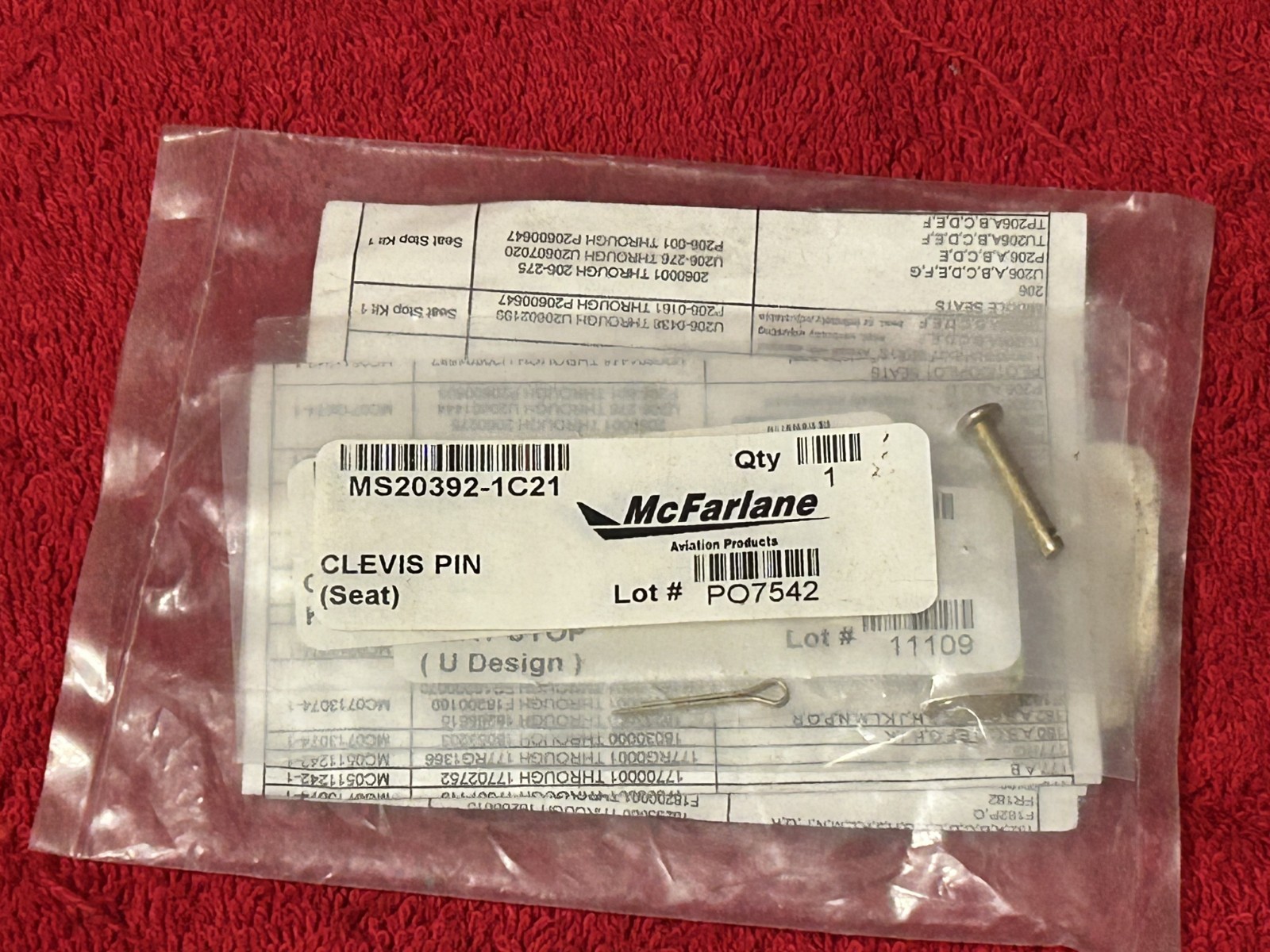 CESSNA SEAT STOP KIT 1 P/N 05-00580 MCFARLANE MS20392-1C21 NEW SURPLUS