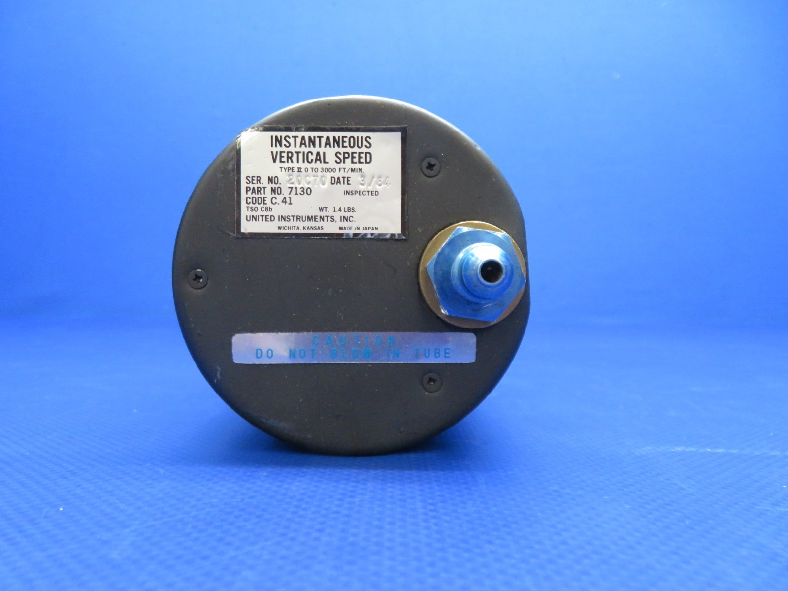 United Instruments Vertical Speed Indicator P/N 7130 WARRANTY (1125-156)