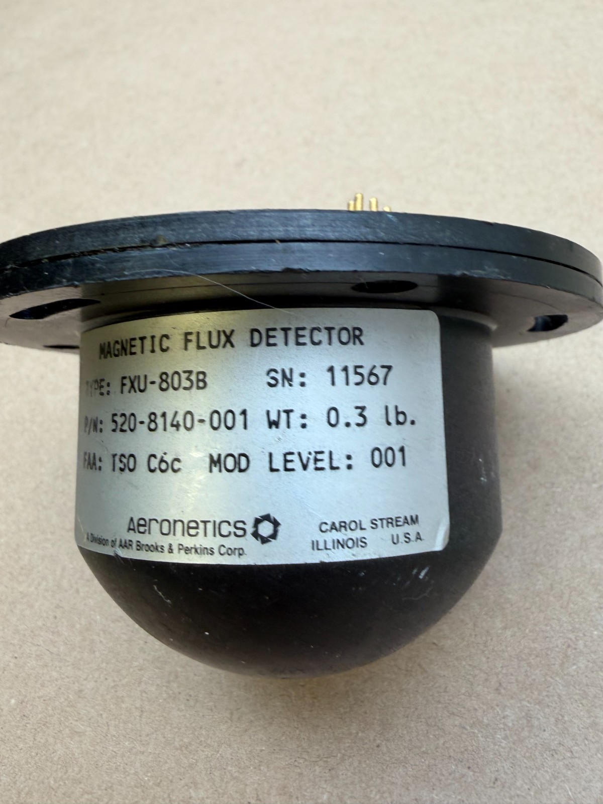 Bendix Aeronetics FXU-803B Magnetic Flux Detector P/N: 520-8140-001 (0993)