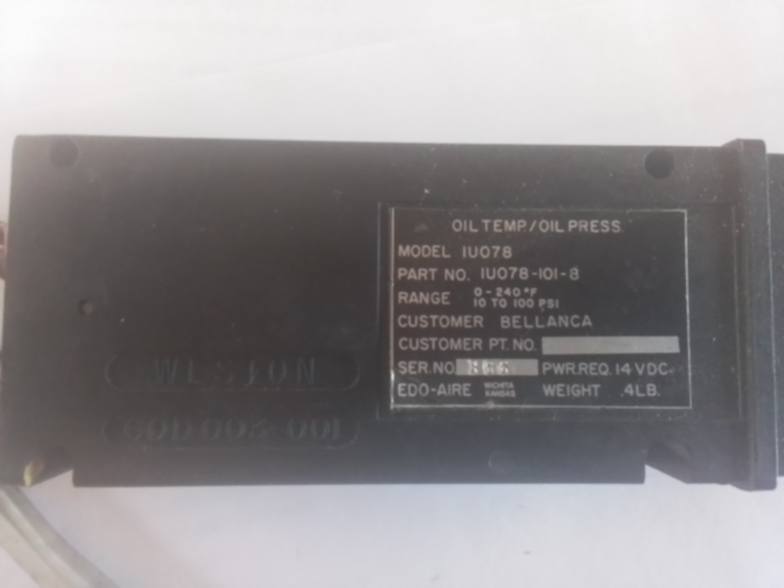 Bellanca Edo-Aire 1U078 Oil Temperature & Oil Pressure Gauge, P/N: 1U078-101-8