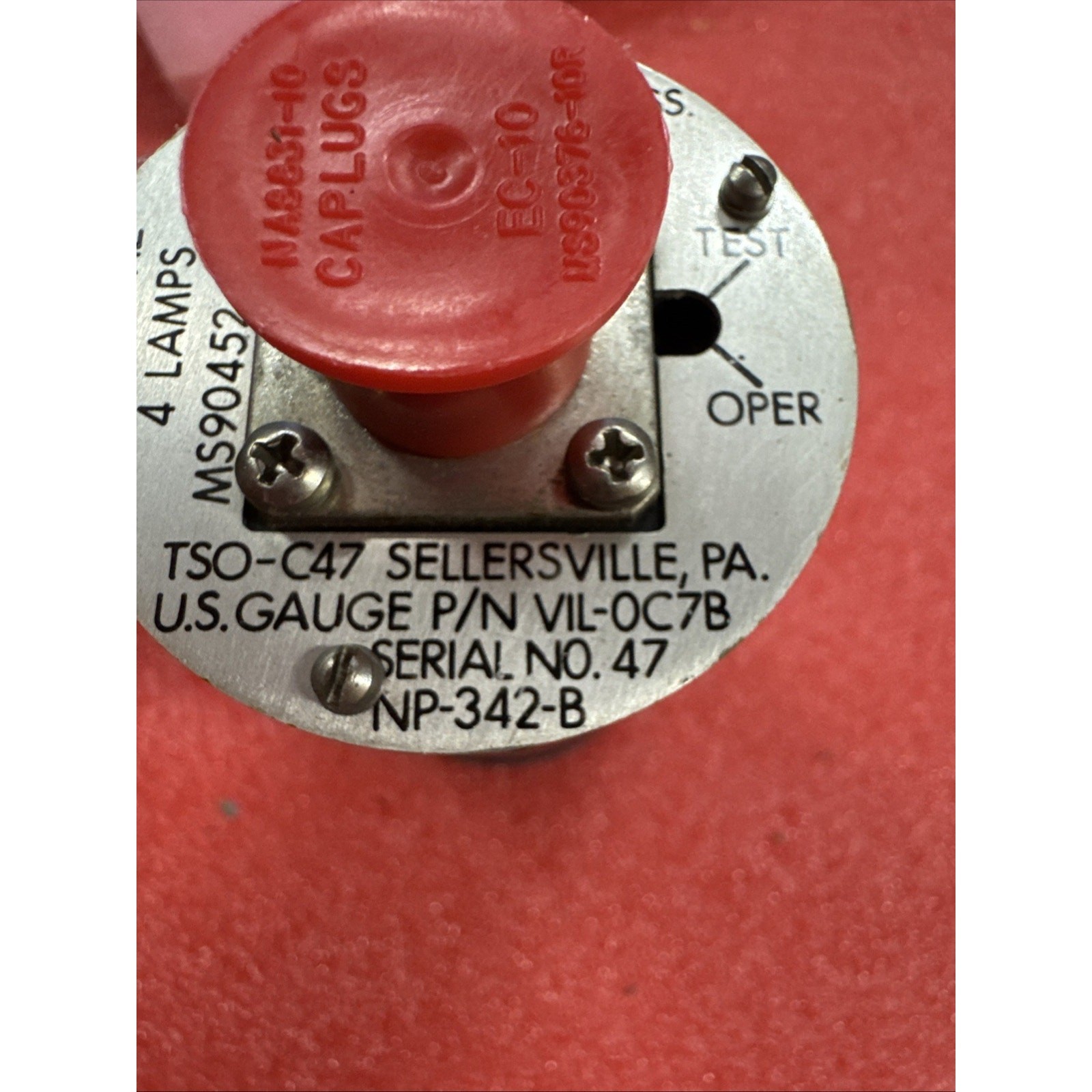 U.S. Gauge Aircraft Hydraulic Pressure Indicator 0-4000 psi VIL-0C7B yb6/7