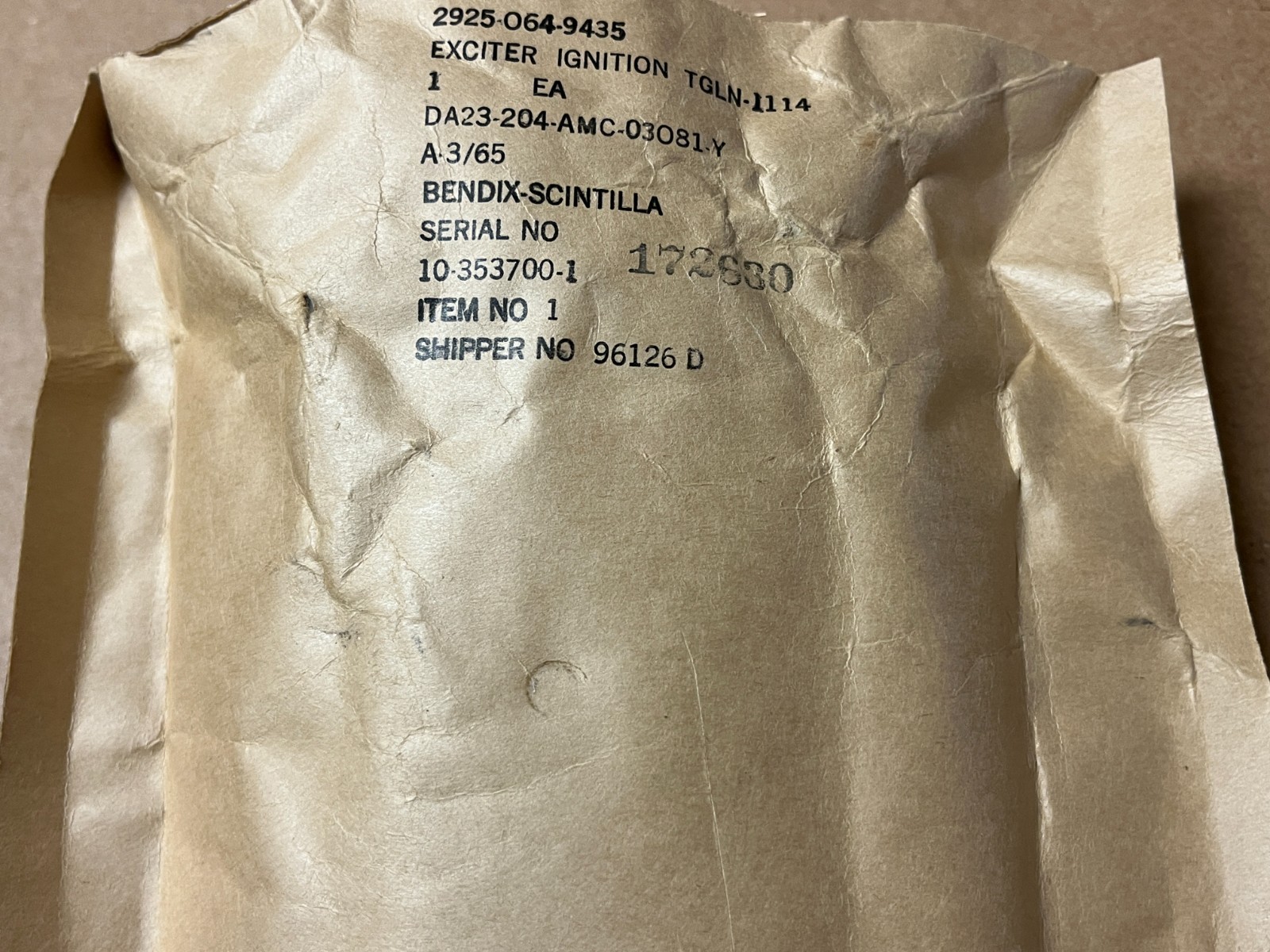 T-53 Turbine Engine Exciter Bendix P/N 10-353700-1 SA Lycoming P/N 1-300-245-01