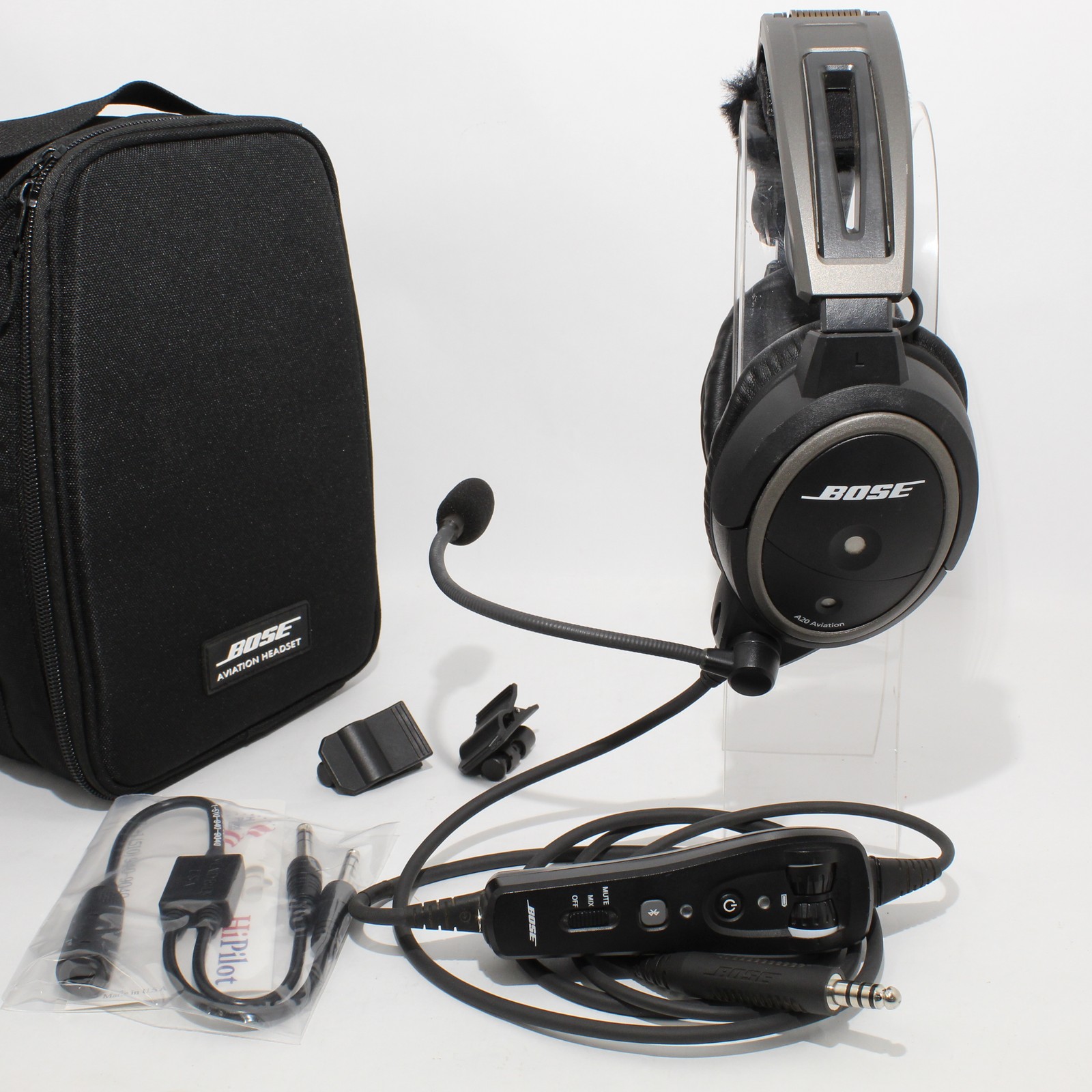 Very Good Bose A20 Bluetooth Headset – U-174 Plug w/ Dual GA Adapter BUNDLE