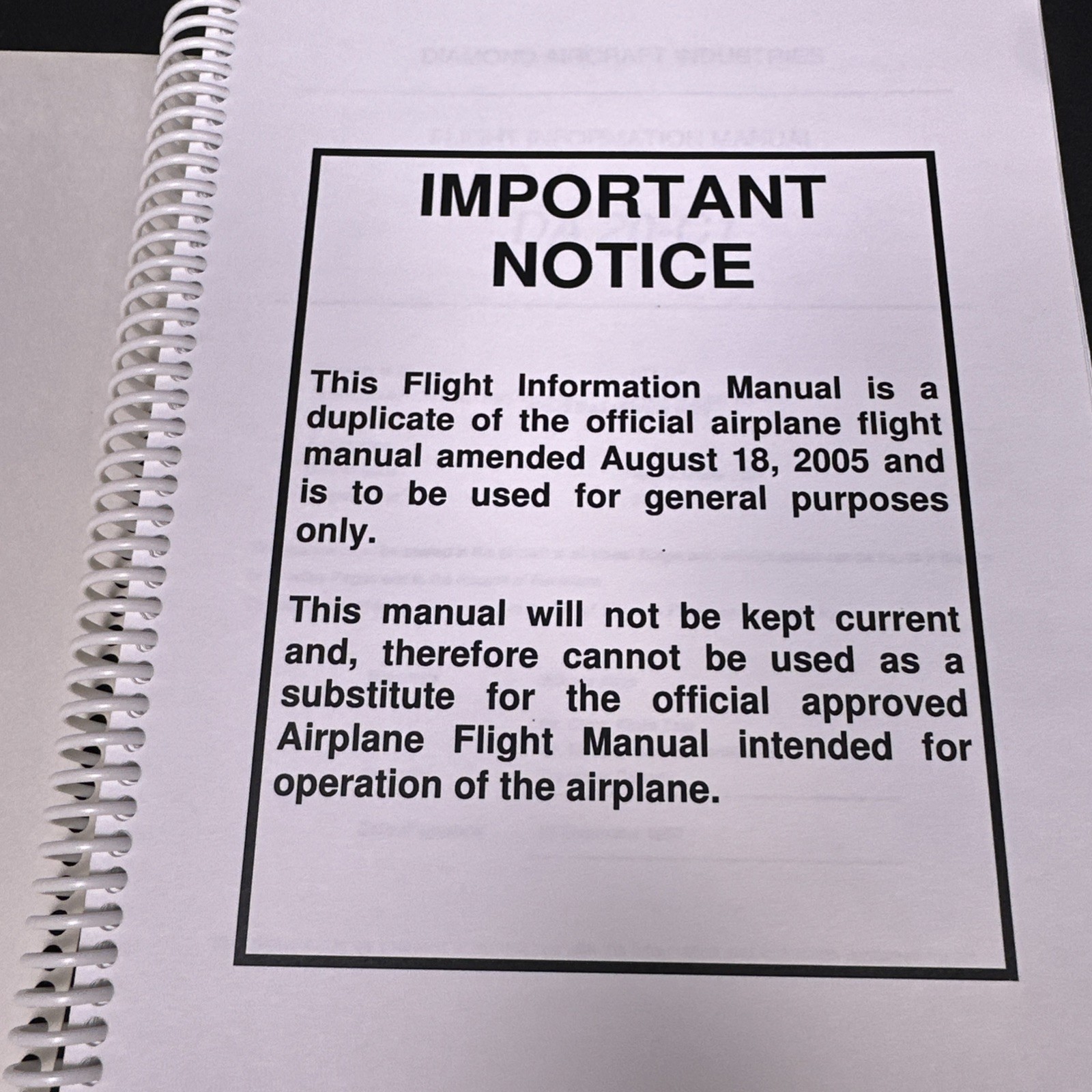 Diamond DA20-C1 Pilot’s Information Manual