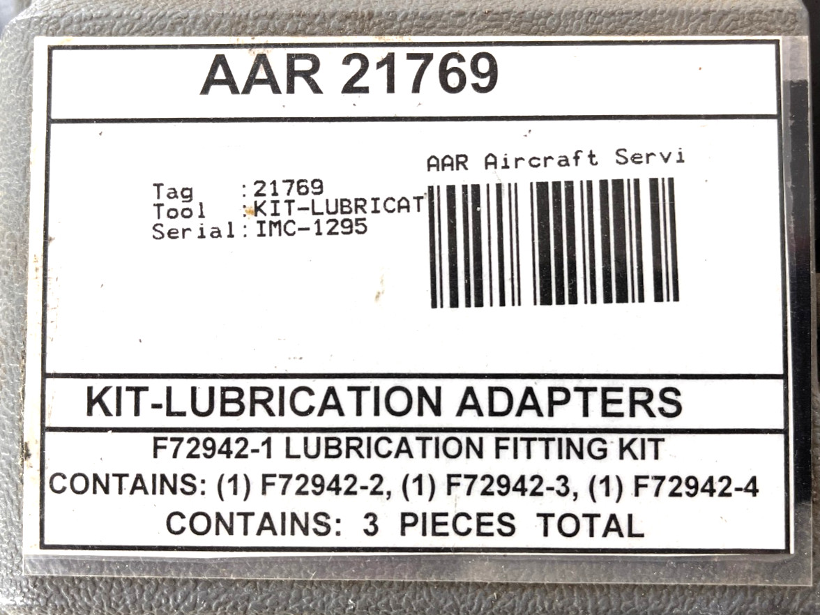 BOEING F72942-1 Lubrication Fitting Kit ENTRY, CARGO, SERVICE AND GALLEY DOOR
