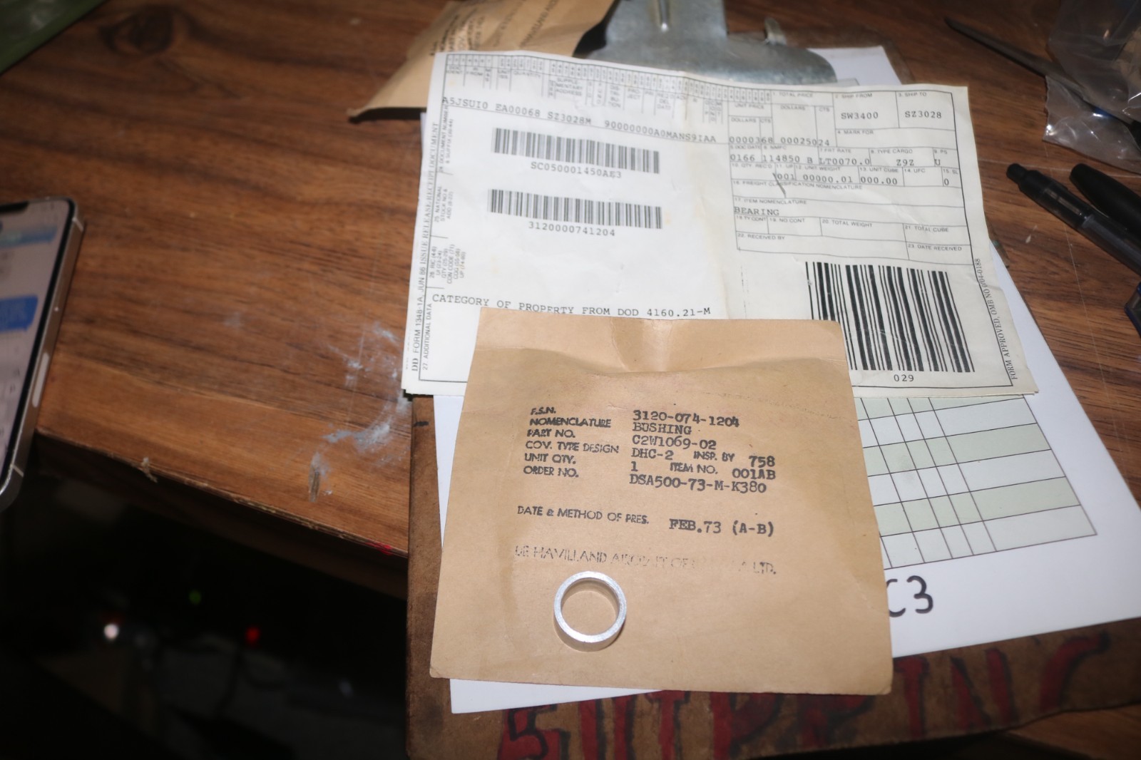 NOS DeHavilland DHC-2 Beaver bearing PN C2W1069-02 3120-00-074-1204