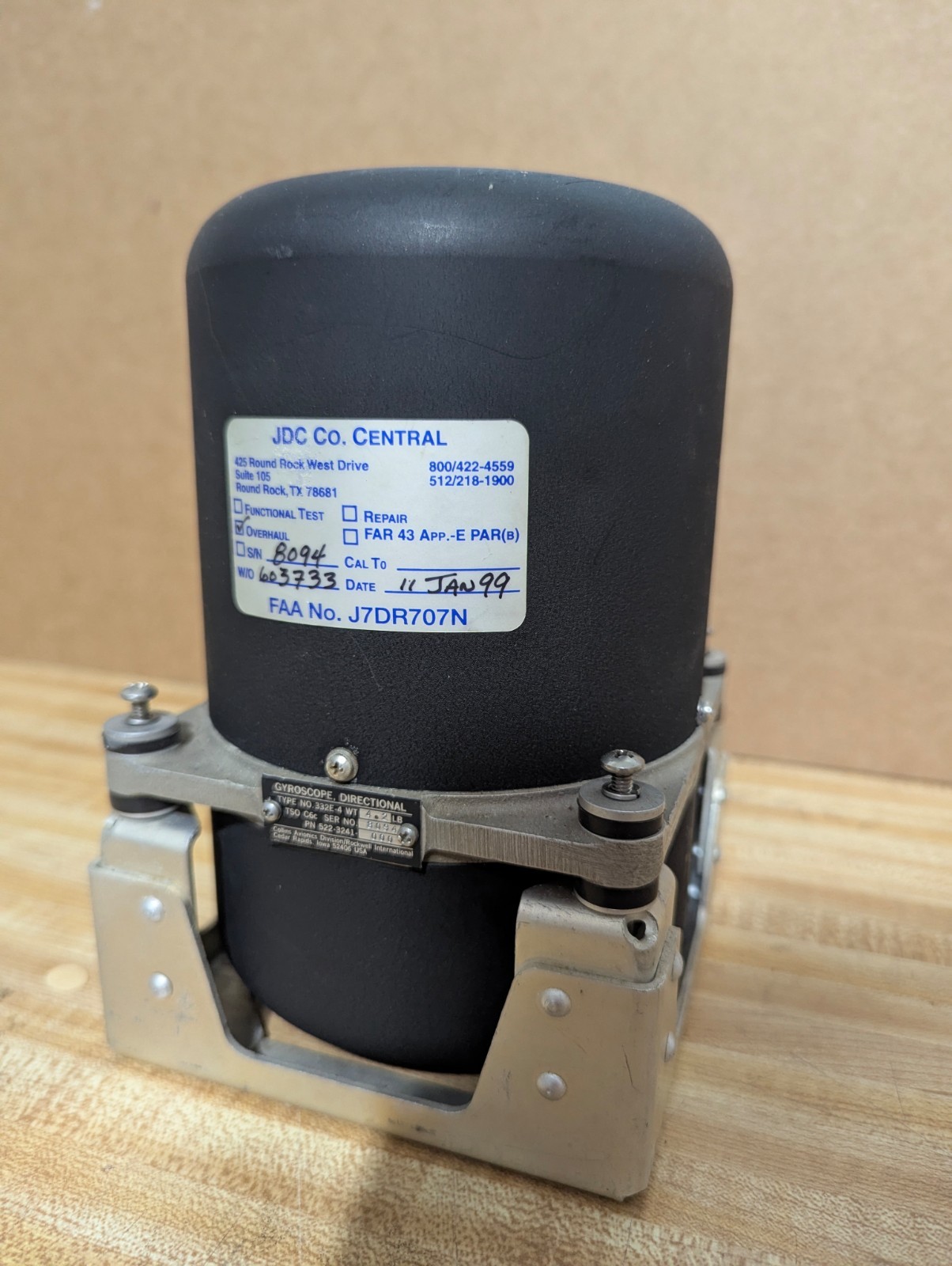 Collins Directional Gyro / Gyroscope 522-3241-000 / 332E-4 Guaranteed working