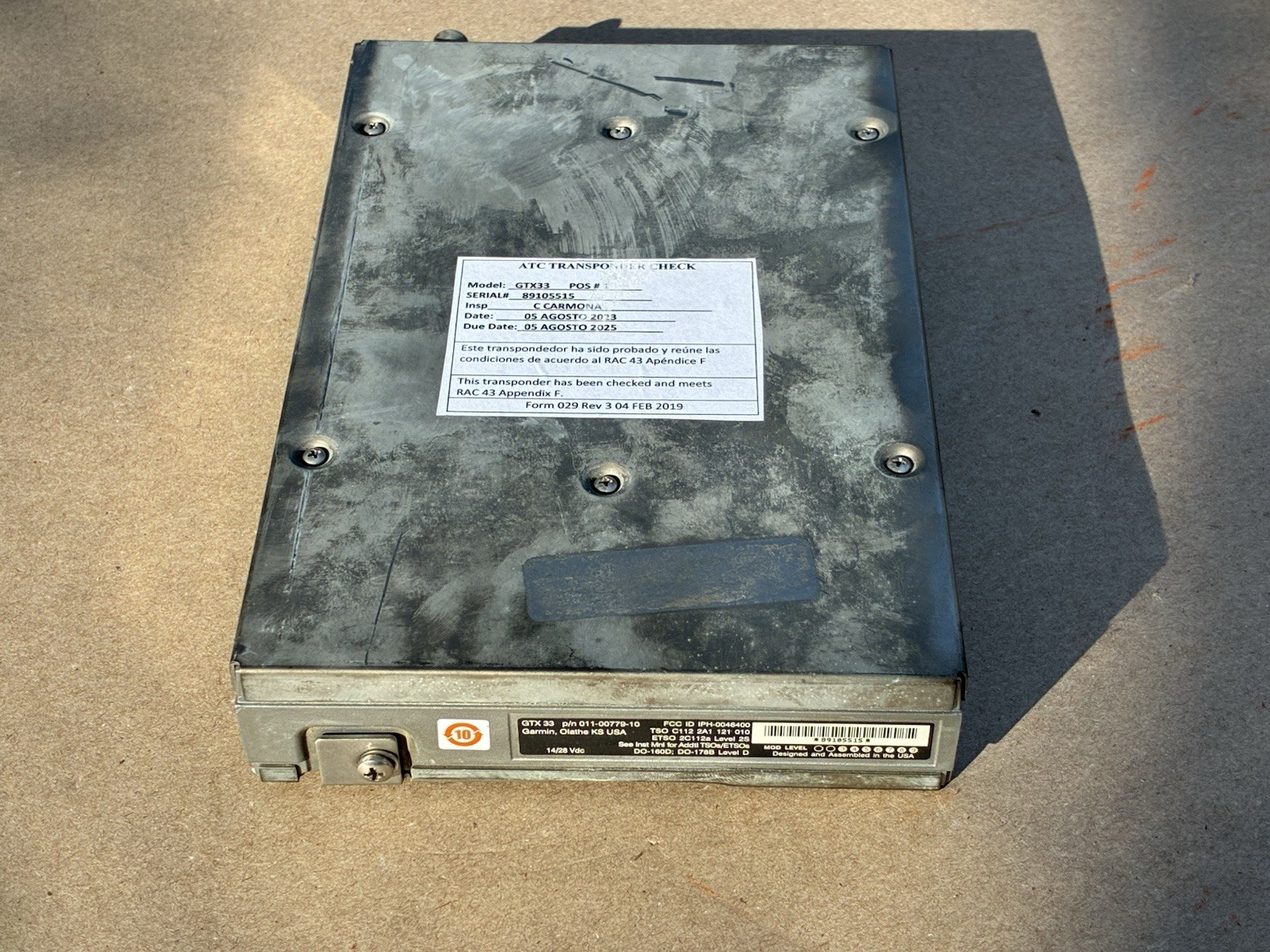 Garmin GTX 33 Remote Transponder 011-00779-00, No Tray