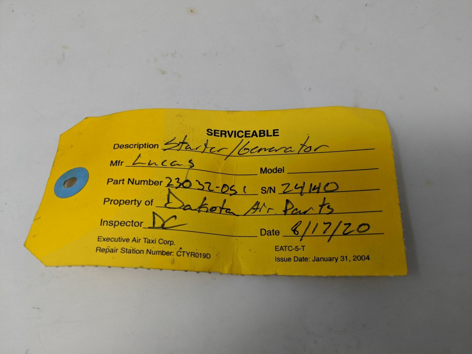 PN: 23032-051, Starter Generator, SN: 24140, SV, Lucas Aerospace, Bell 206