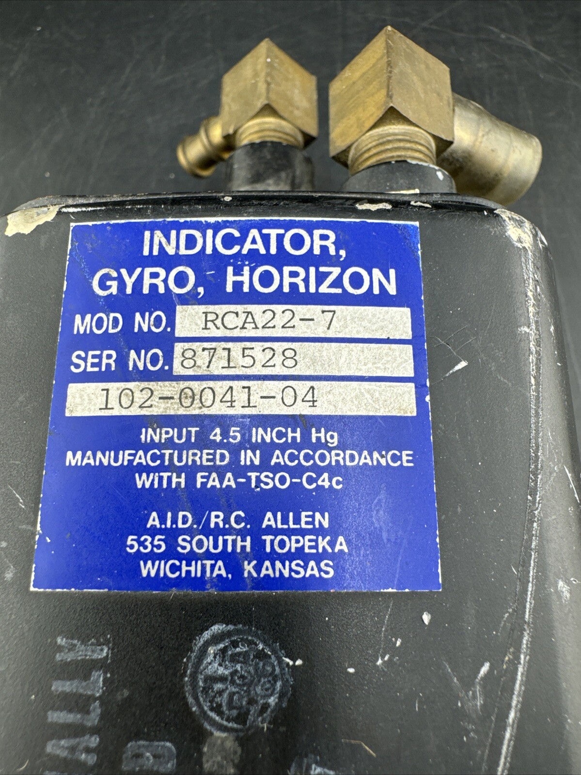 RC Allen Horizon Indicator Gyro P/N RCA22-7 See No.871528 102-0041-04📦