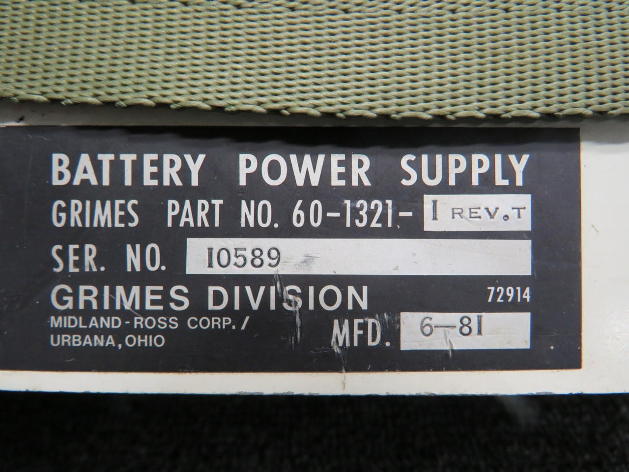 60-1321-1 Grimes Emergency Battery Power Supply