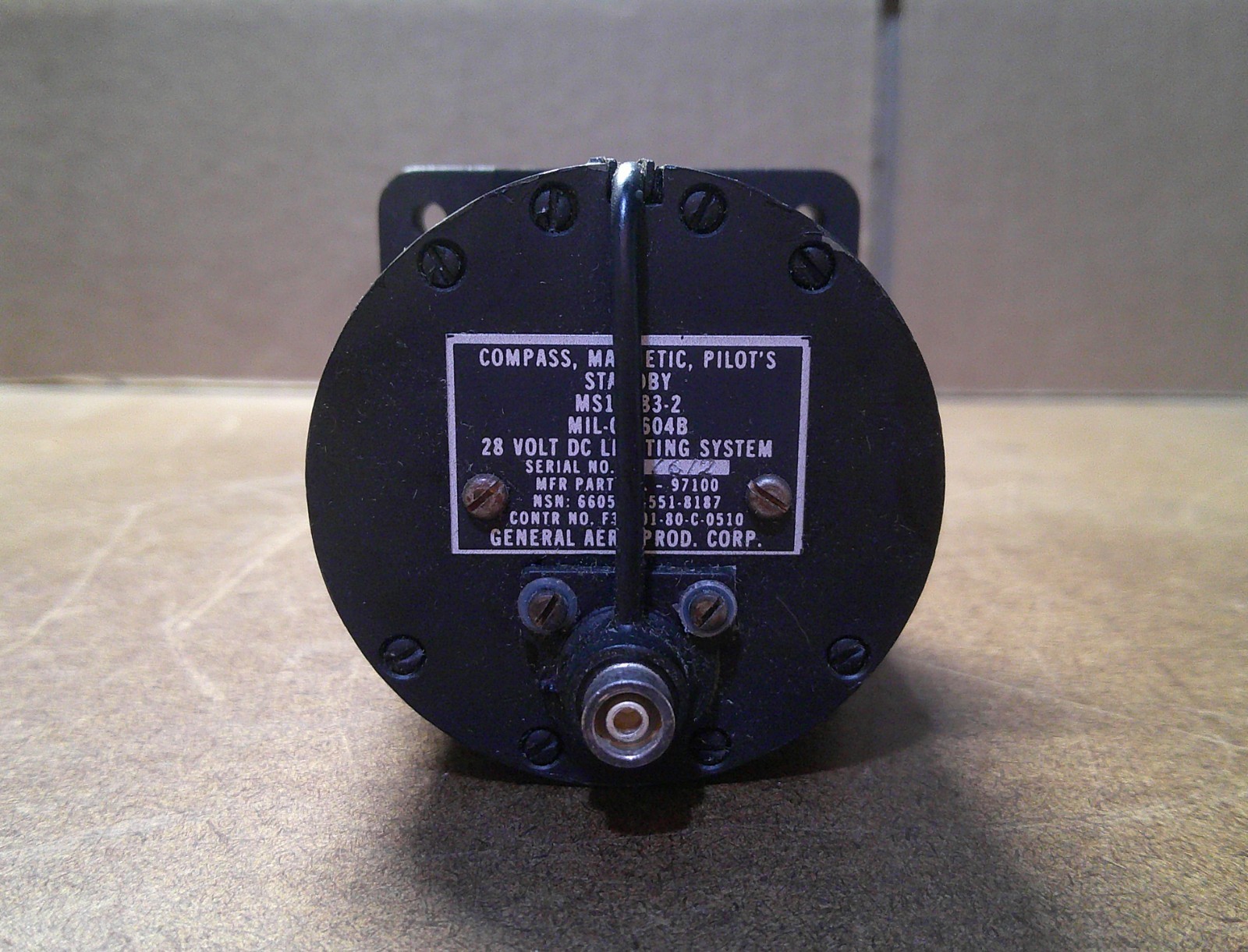 AIRCRAFT MAGNETIC COMPASS By GENERAL AERO PROD CORP. P/N MS17983-2 S/A 97100 NEW