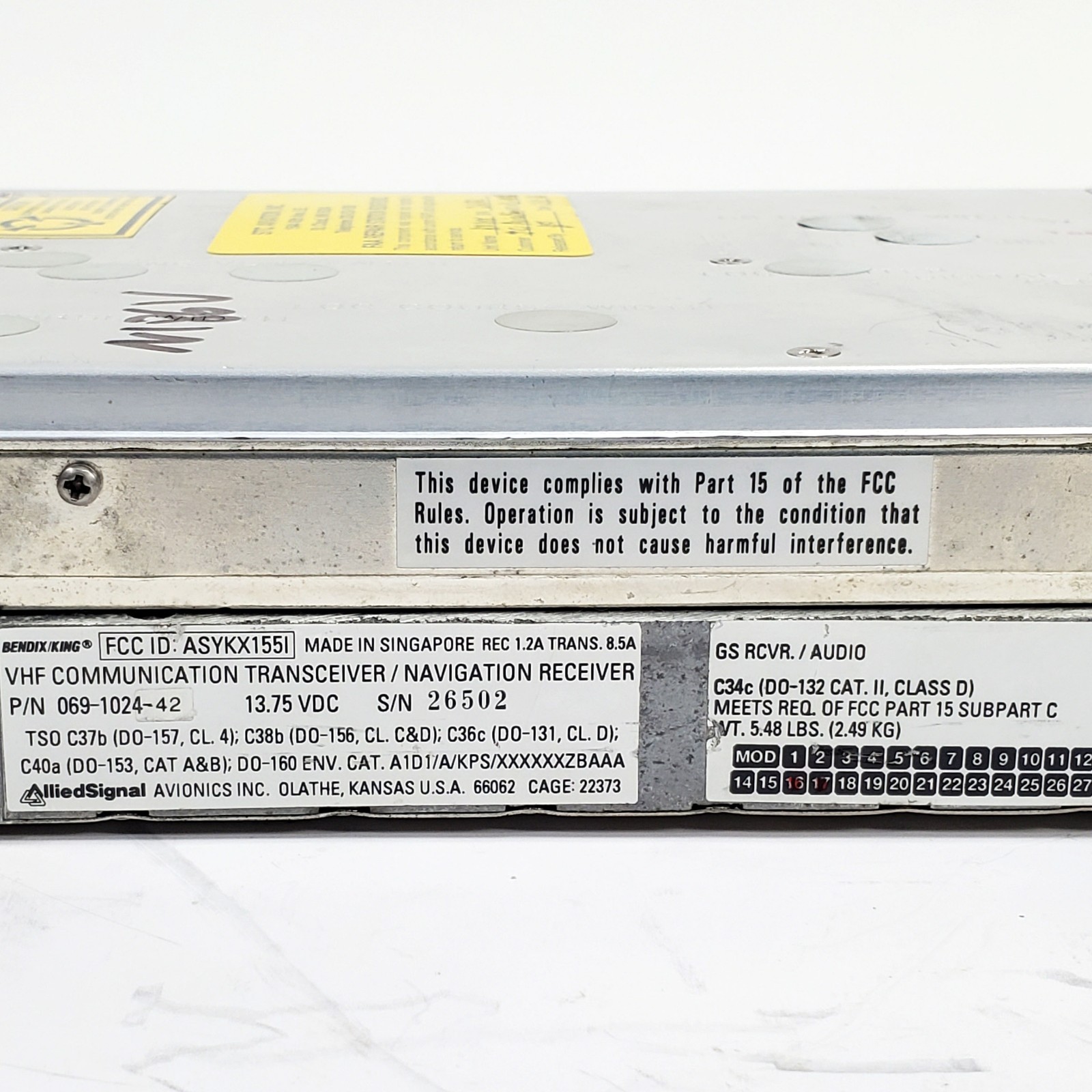 King KX-155 14V P/N: 069-1024-42 w/ Glideslope, Tray/Connectors & Fresh 8130