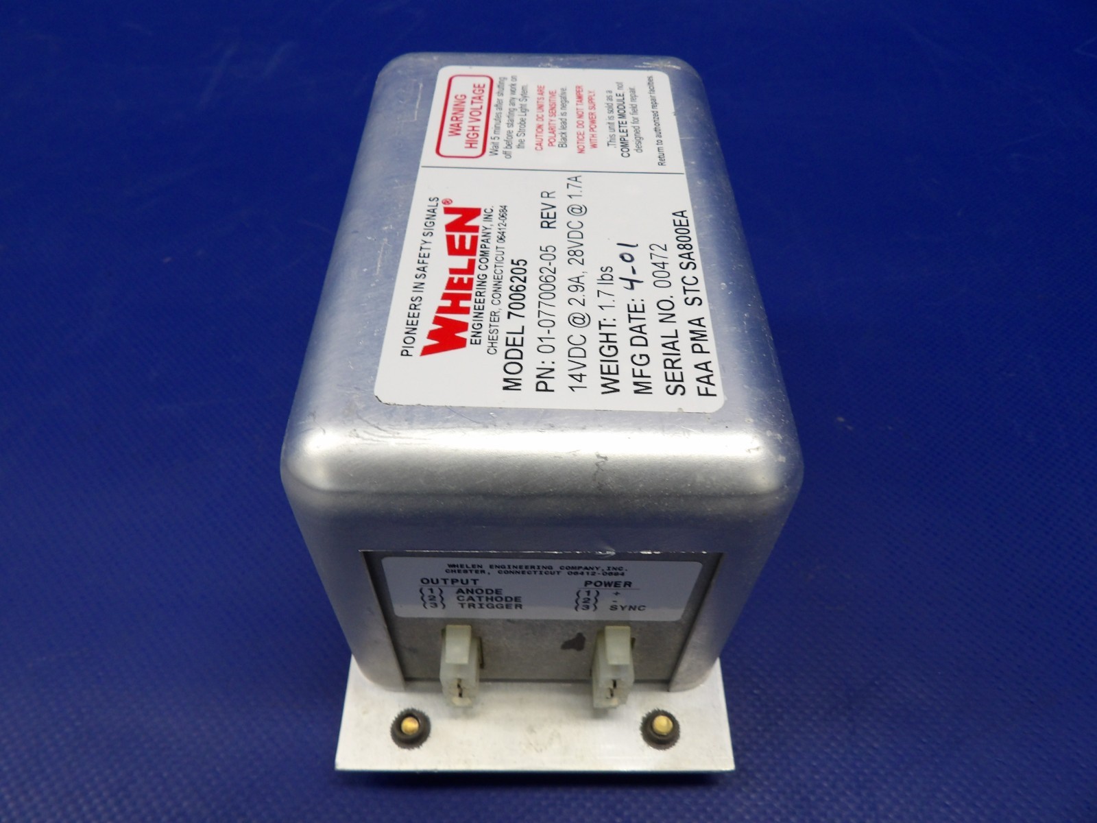 Diamond DA-40 Whelen Power Supply 14/28V P/N 01-0770062-05 TESTED (0626-1314)