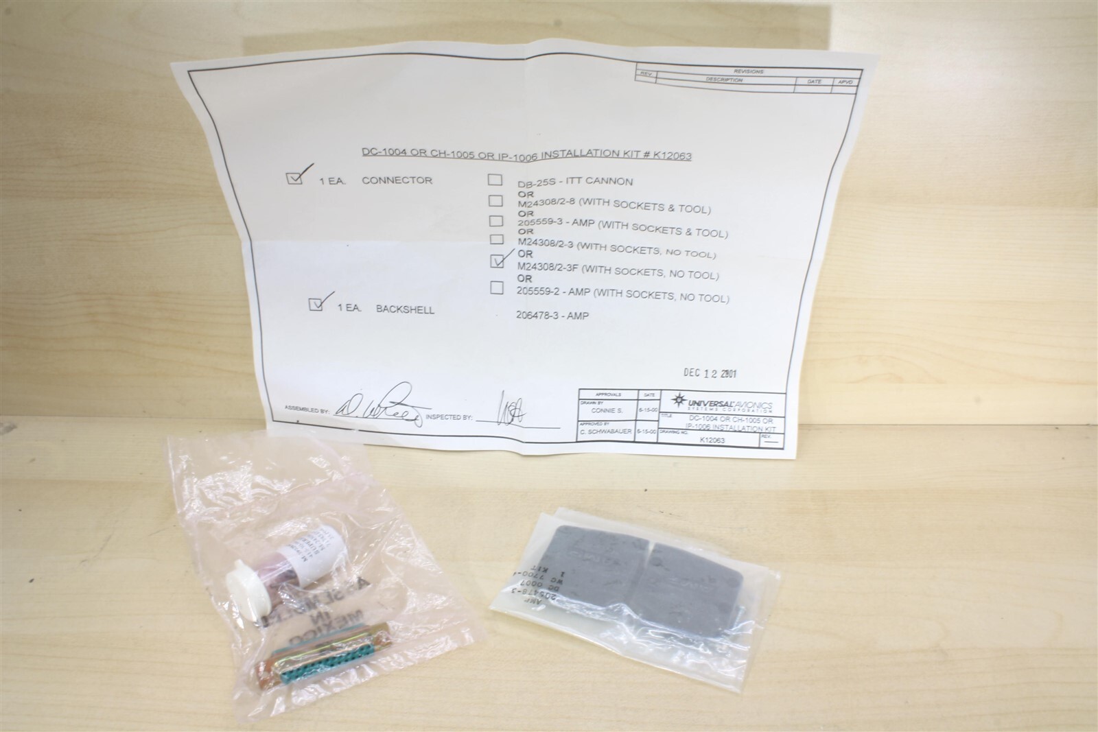 Universal Avionics UNS-1 Connector Kit K12063 (DC1004, CH1005, IP-1006)