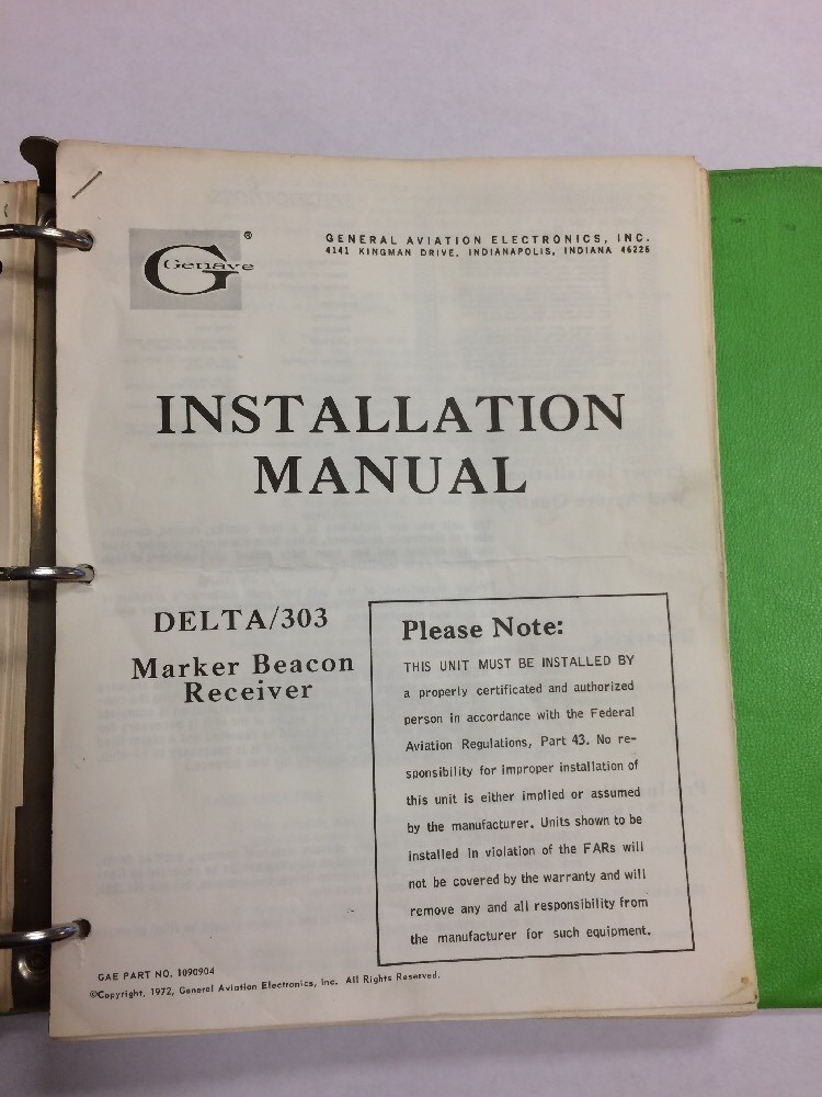 8 Genave & 4 FD Ops & Installation Manuals In 1 Binder