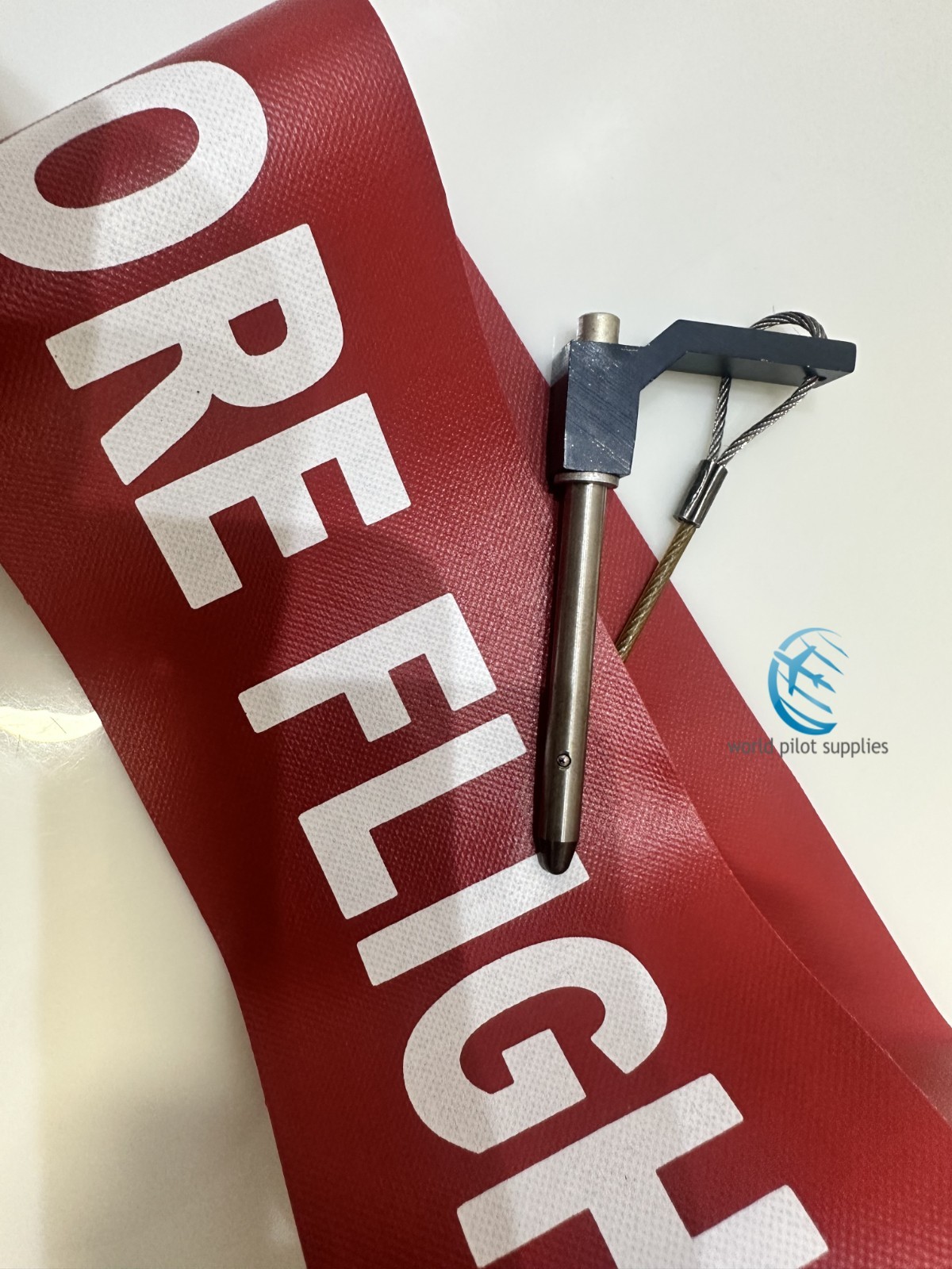 AIRBUS STEERING BYPASS PIN w/ REMOVE BEFORE FLIGHT FLAG fits all A300 thru A380