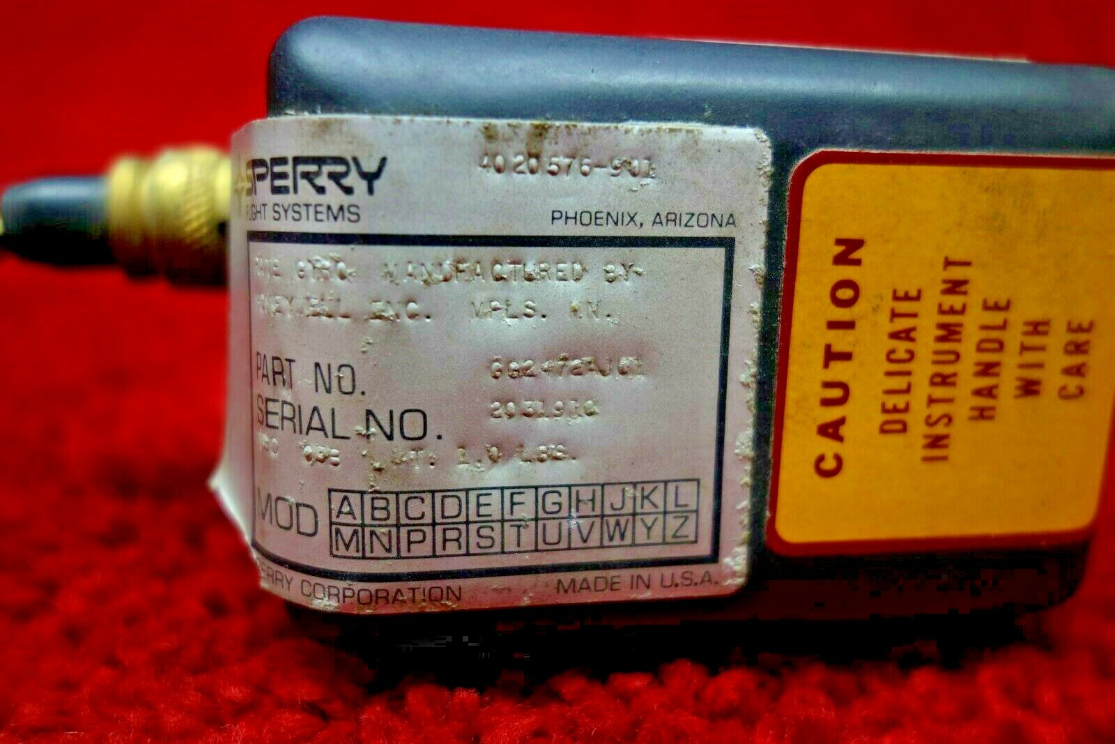 Sperry Honeywell Rate Gyro PN 4020576 901 662472AJ01
