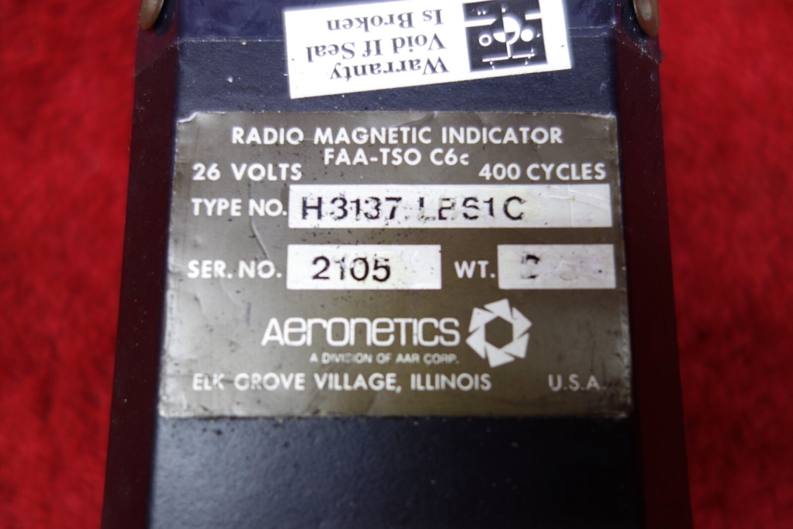 Aeronetics Radio Magnetic Indicator 26V PN H3137LB61C