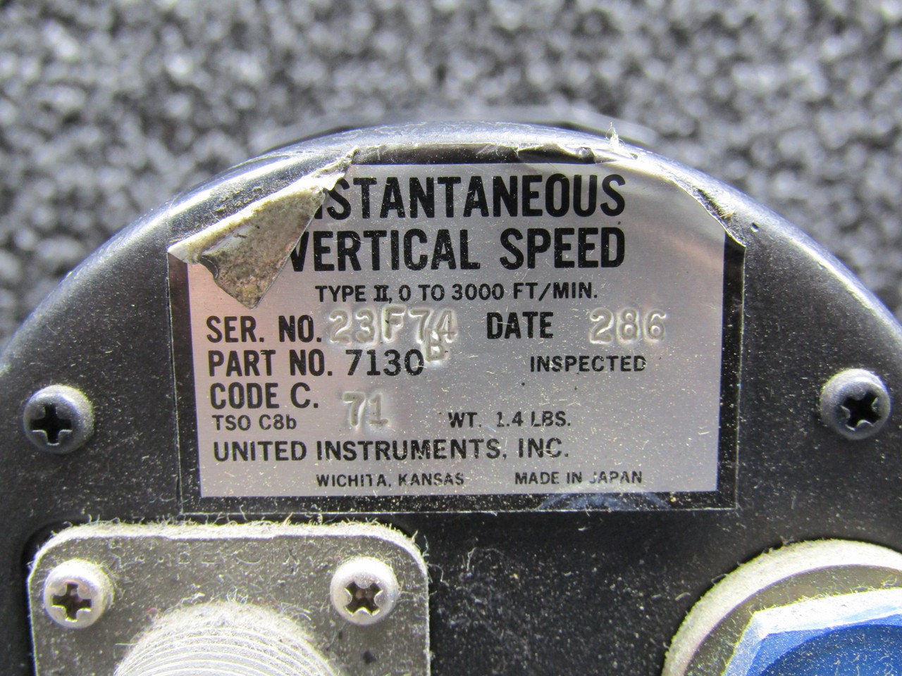 7130B United Instruments Instantaneous Vertical Speed Indicator (Code: C-71)