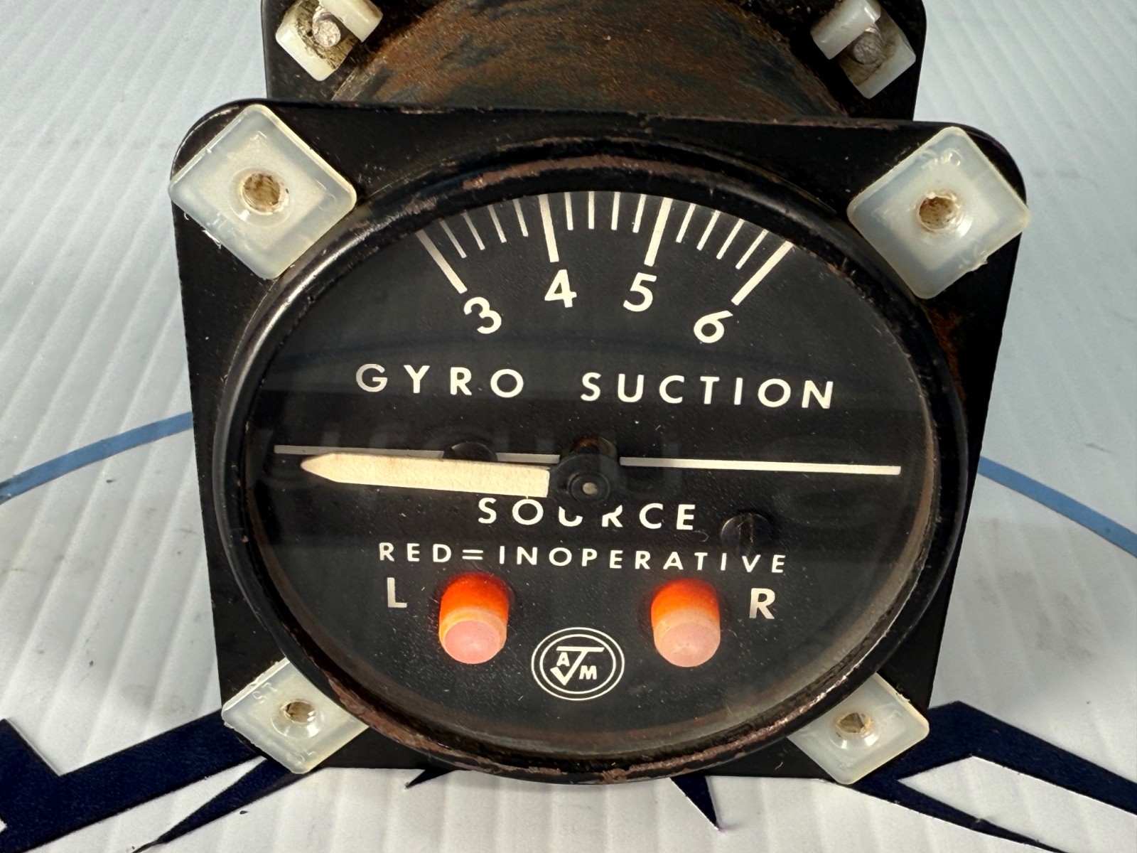 AIRBORNE 102-1 GYRO SUCTION GAUGE DUAL SOURCE VACUUM
