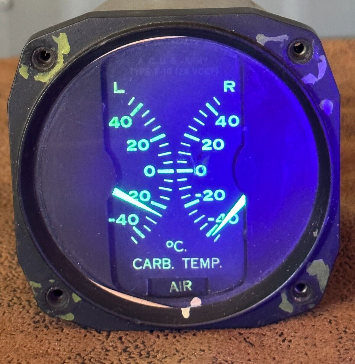 VTG Aviation Hickok Dual Carburetor Air Temp Instrument Gauge US Army