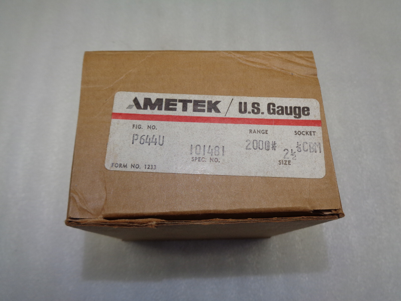 AMETEK U.S. GAUGE AIRCRAFT SOCKET GAUGE P644U / 27692-1 NEW
