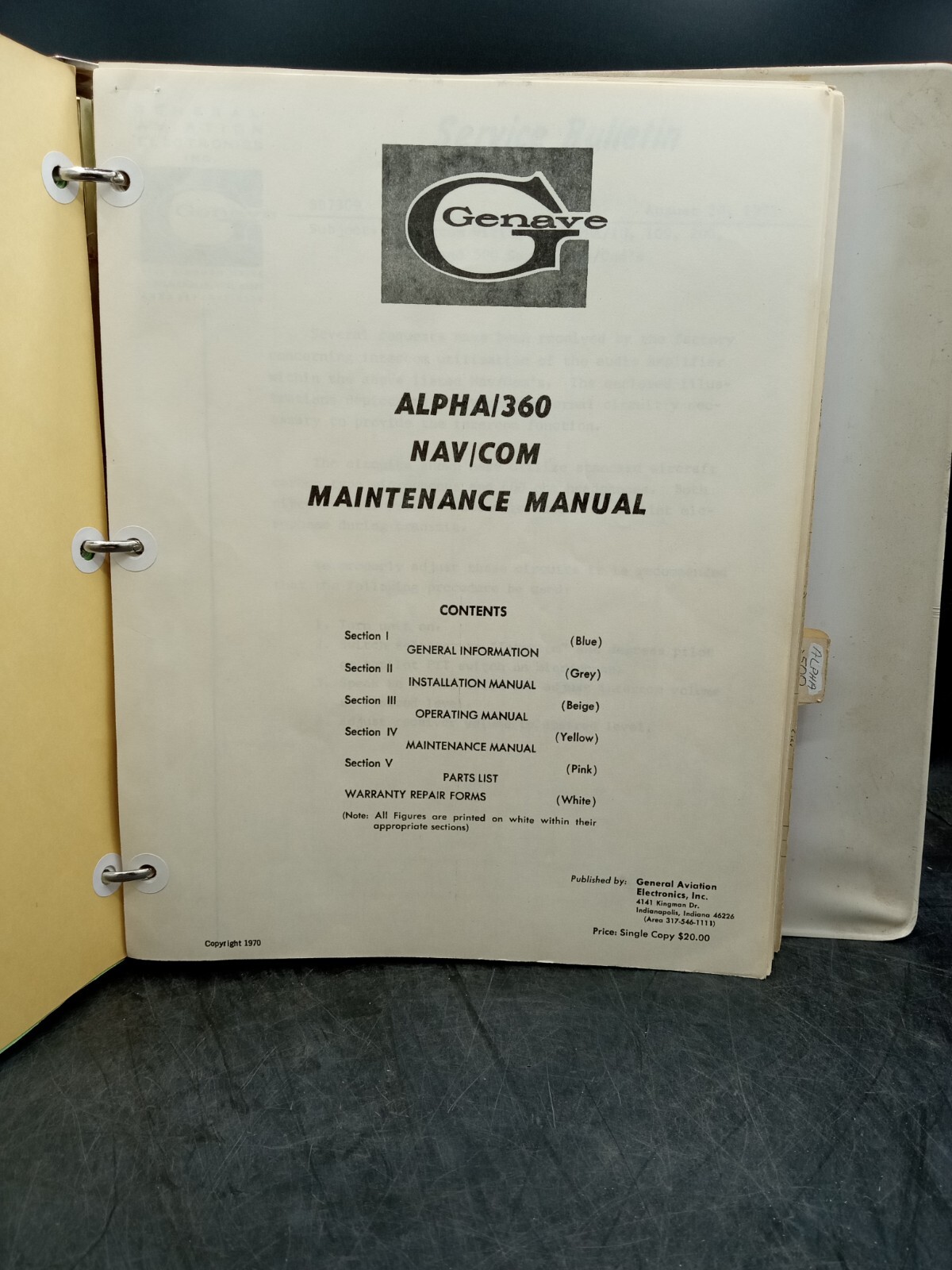 Genave Alpha/300/360/500/600 NAV/COM Maintenance Manual