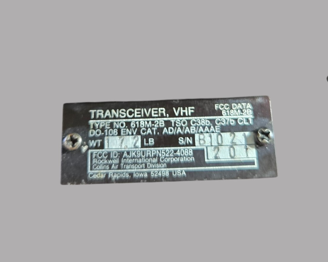 Collins 618M-2B VHF Transciever 522-4088-201