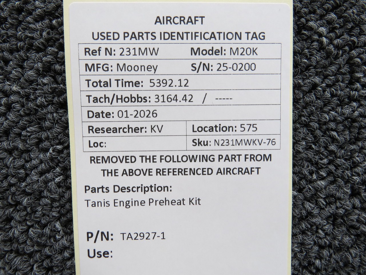 TA2927-1 Tanis Engine Preheat Kit