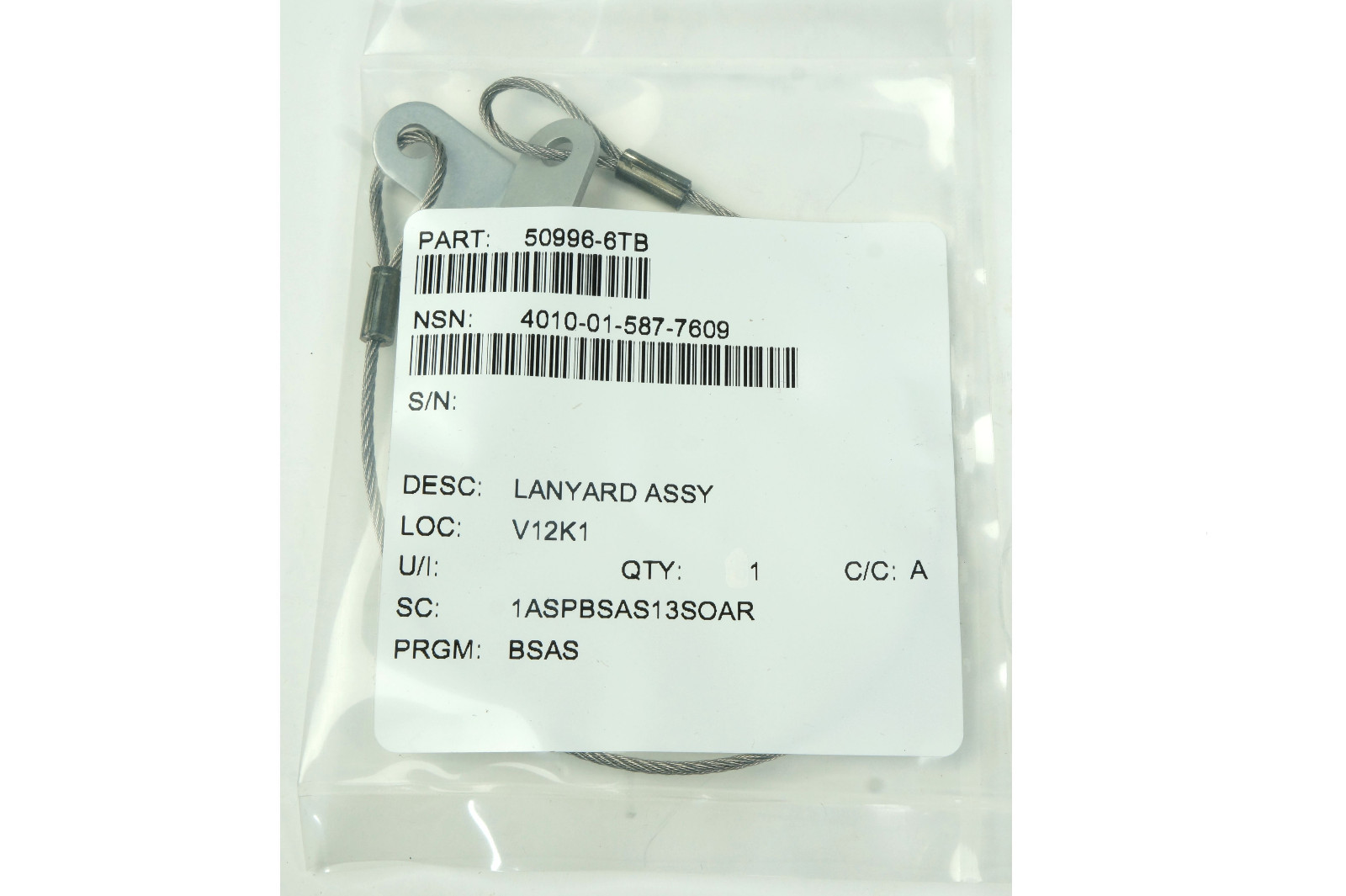 Aircraft Stainless Steel Lanyard Wire Rope Assy 12″ EMBRAER 600 4010-01-587-7609