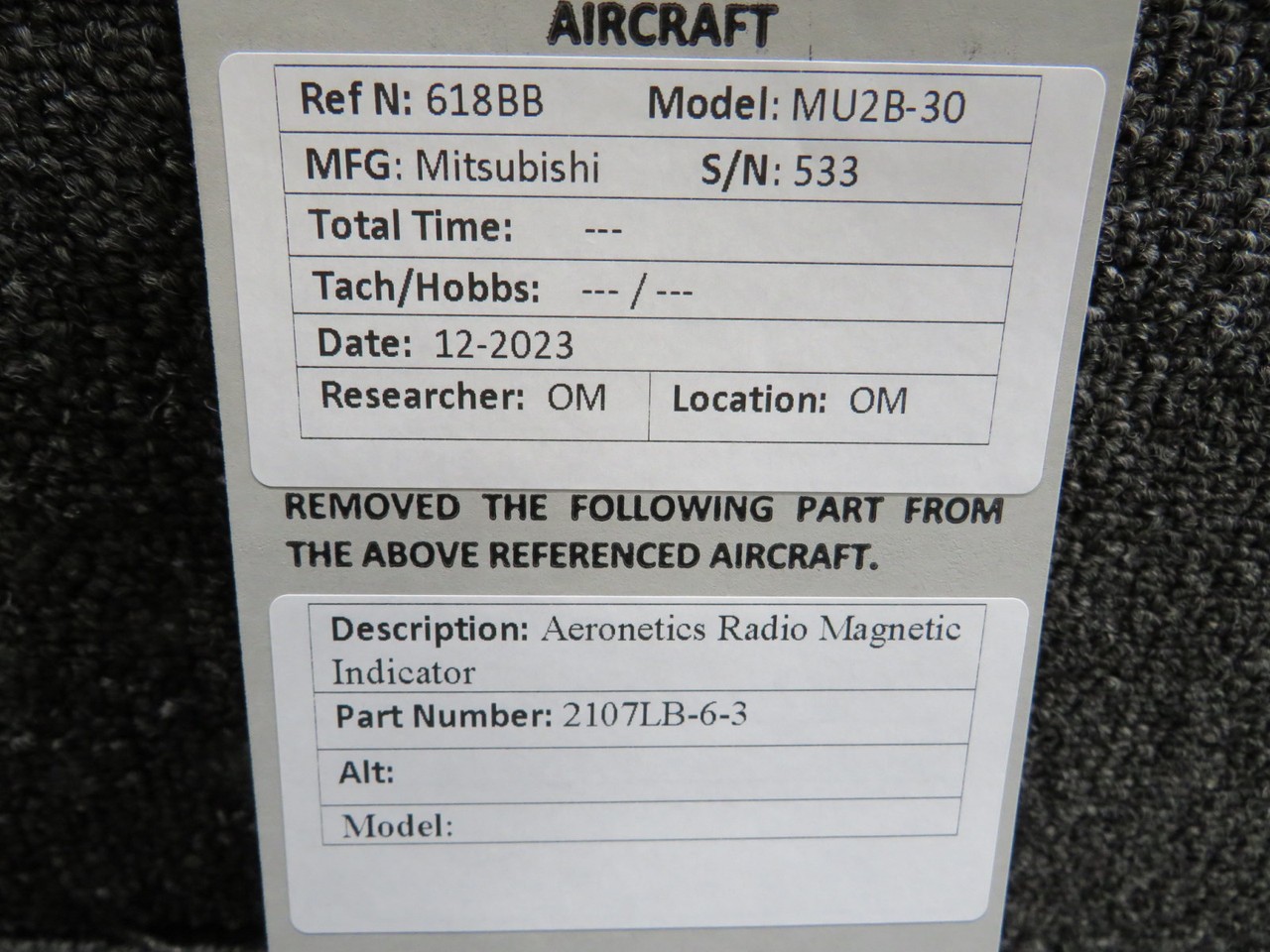 2107LB-6-3 Aeronetics Radio Magnetic Indicator