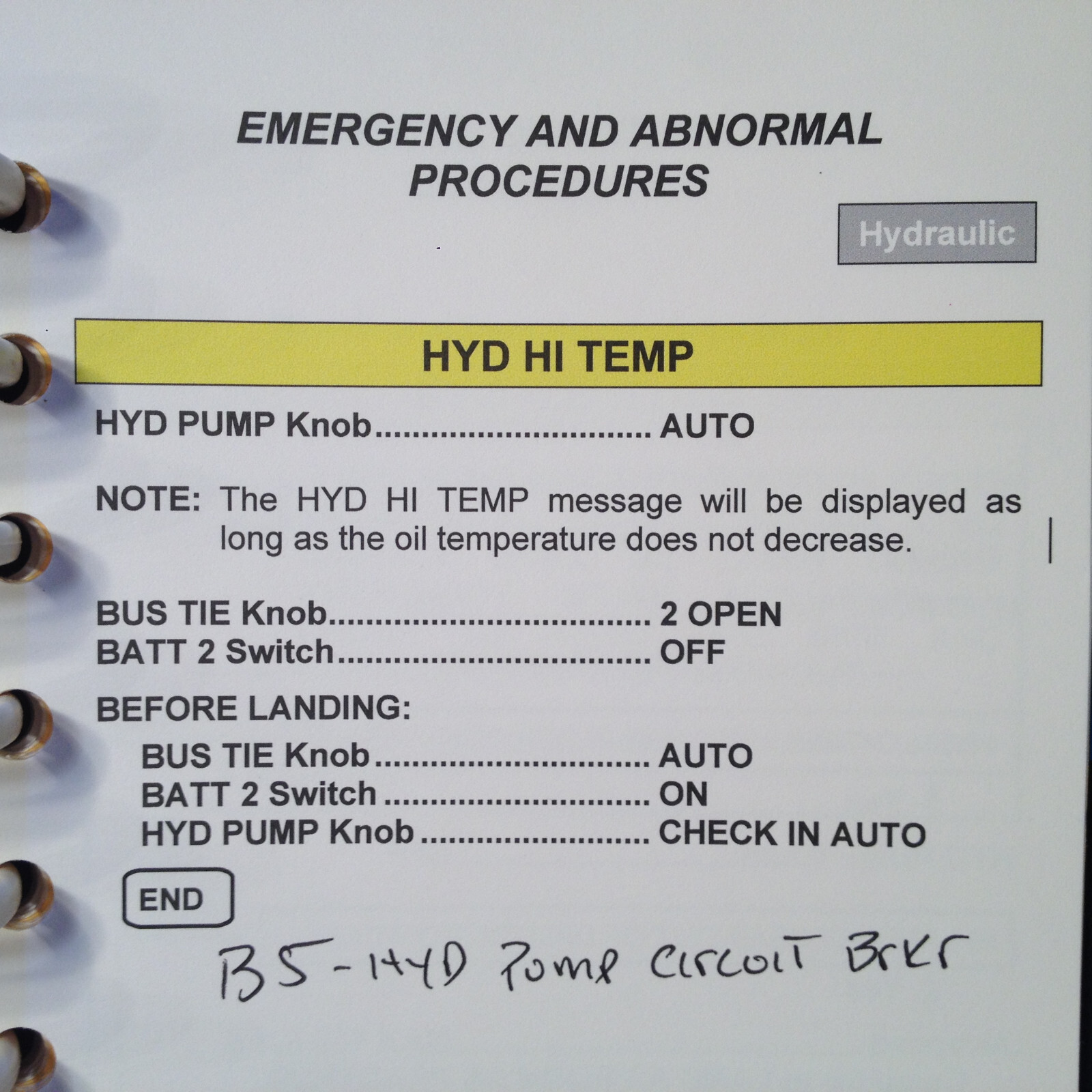 Embraer Phenom 100 QRH Quick Reference Handbook, United States.
