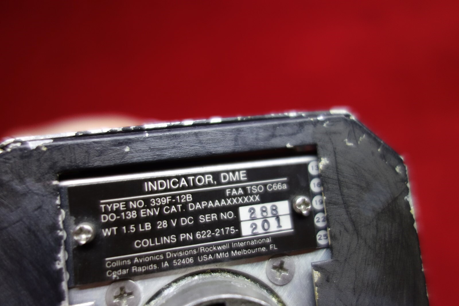 Collins 339F-12B DME Indicator 28V PN 622-2175-201