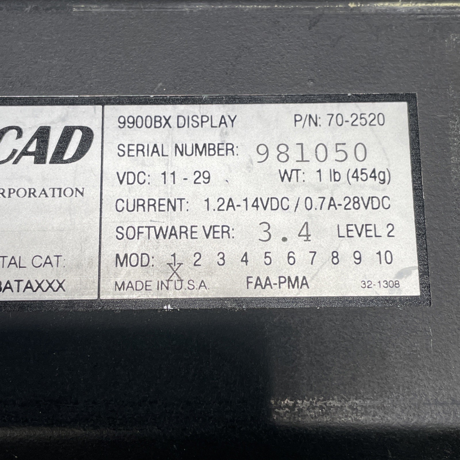 Ryan TCAD 9900BX Display 70-2520 – No Warranty!