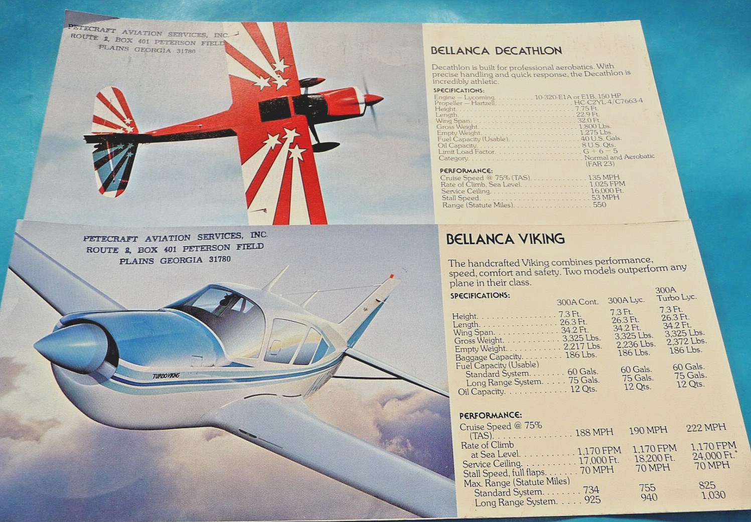 Vtg Flyer Bellanca Viking Citabria Scout Decathlon Specs Performance w/ Photos