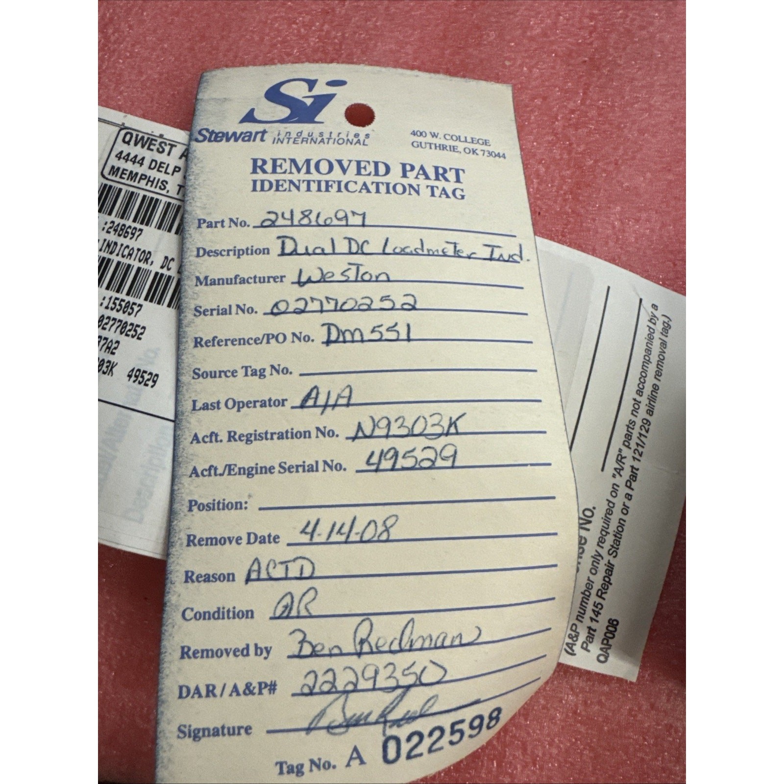 248697 Weston DUAL DC LOADMETER INDICATOR binb