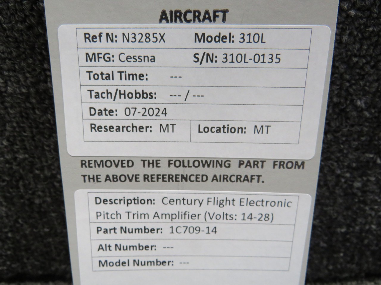 1C709-14 Century Flight Electronic Pitch Trim Amplifier (Volts: 14-28)