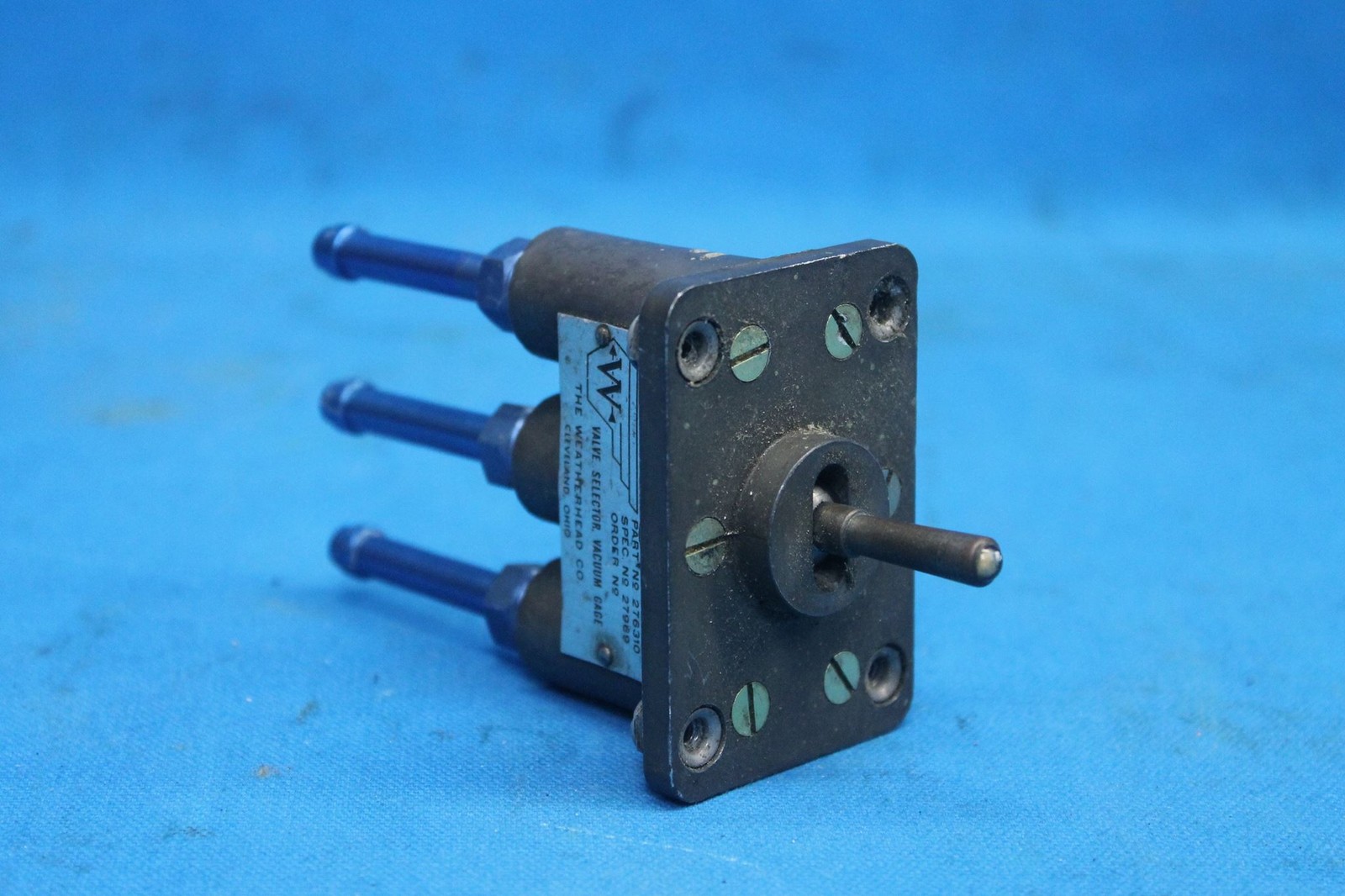 Used Weatherhead Co. Aircraft Vacuum Gauge Valve Selector, p/n 276310 (24350)