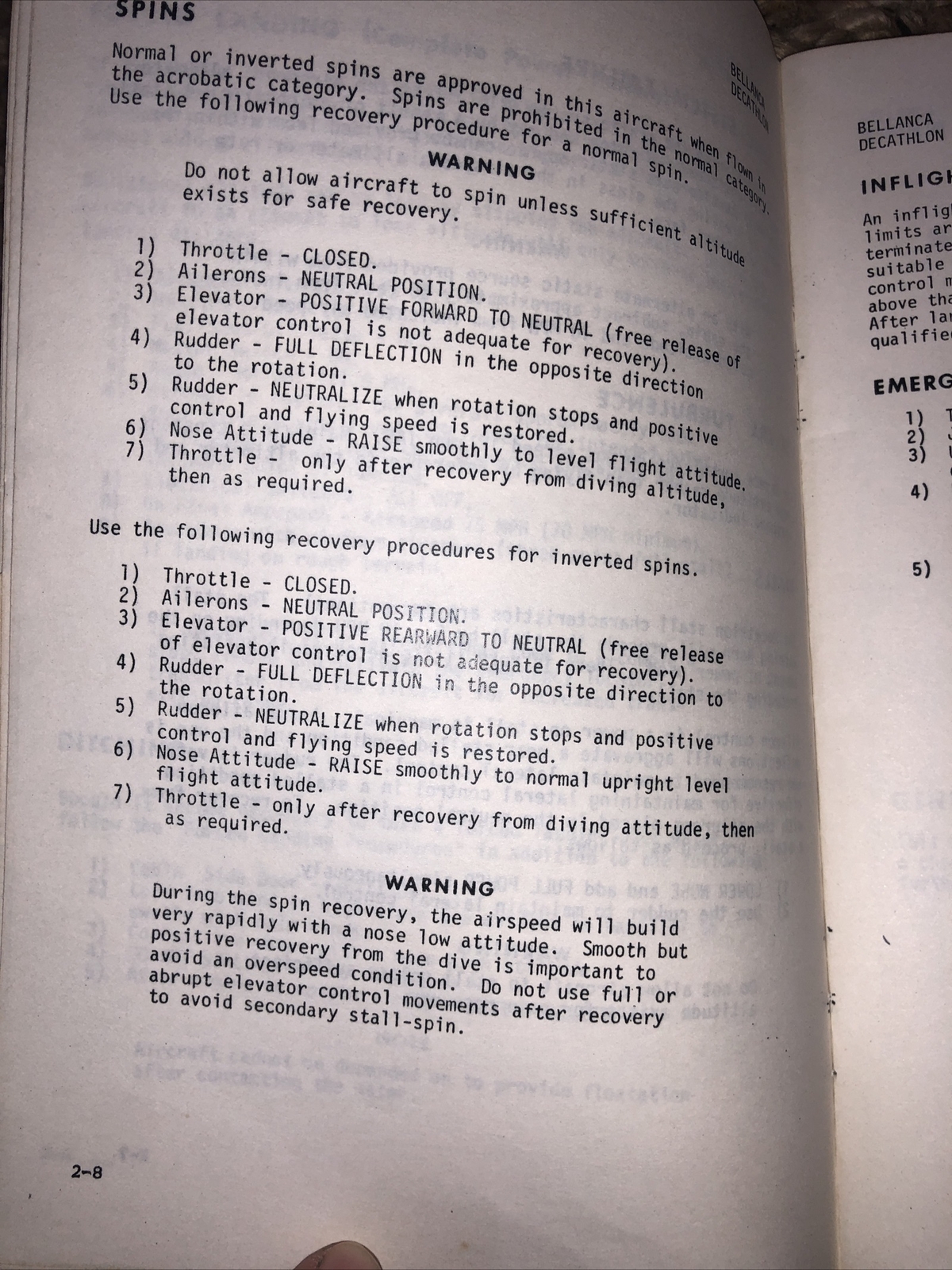 Bellanca Pilot’s Operating Manual for Decathlon 1978-1980 series super corporat